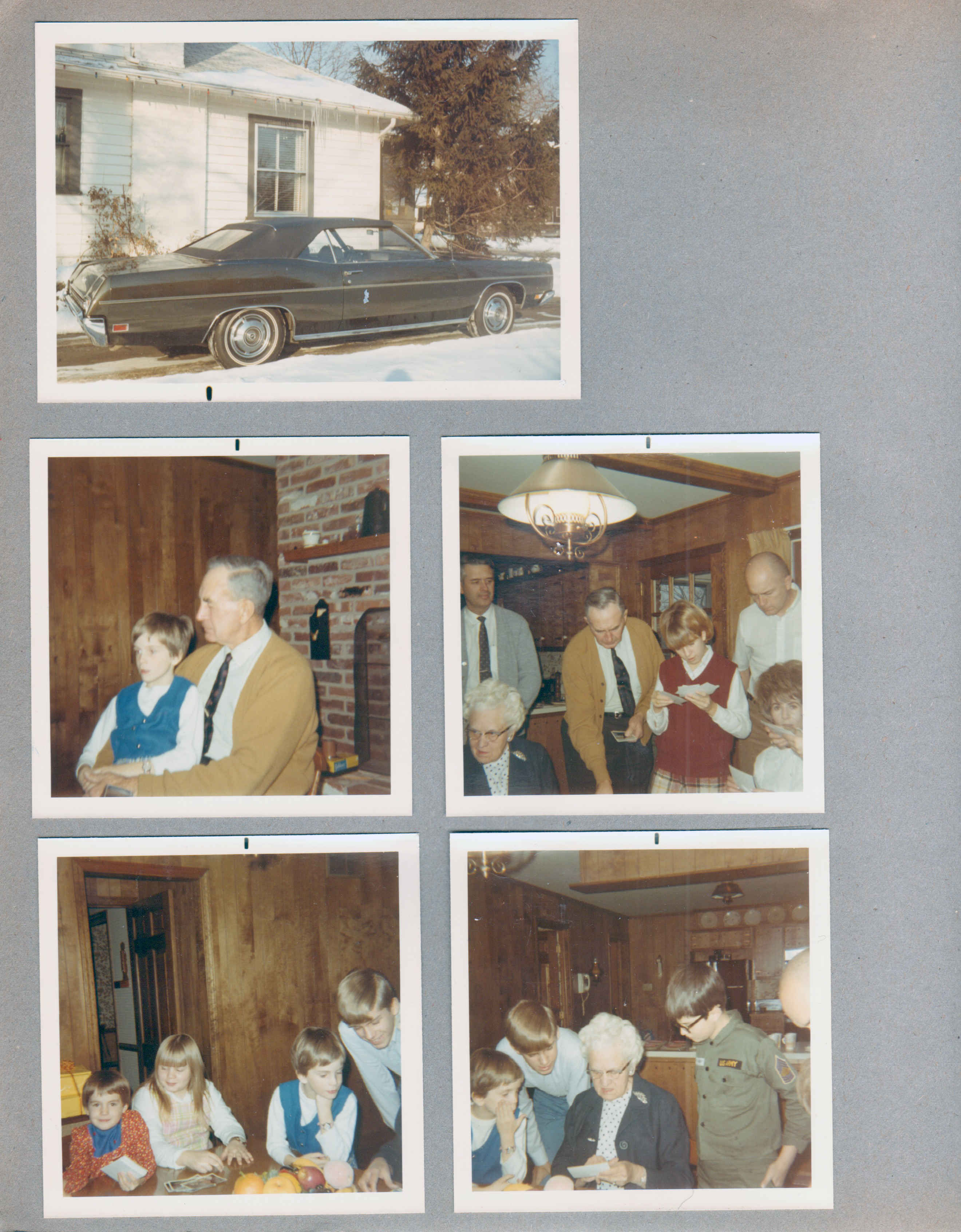 6122 driveway - new Ford Galaxie. 8817 Haverstick - Mary, Girstle. John, Helen, Girstle, Karen, Glen, Marlene.  Nancy, Tracie, Mary, Eddie. Helen, Alan.