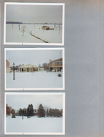 Wawasee - pier stacked in yard. Snow.