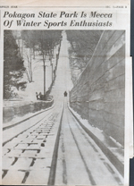 newspaper clipping - Pokagon toboggan