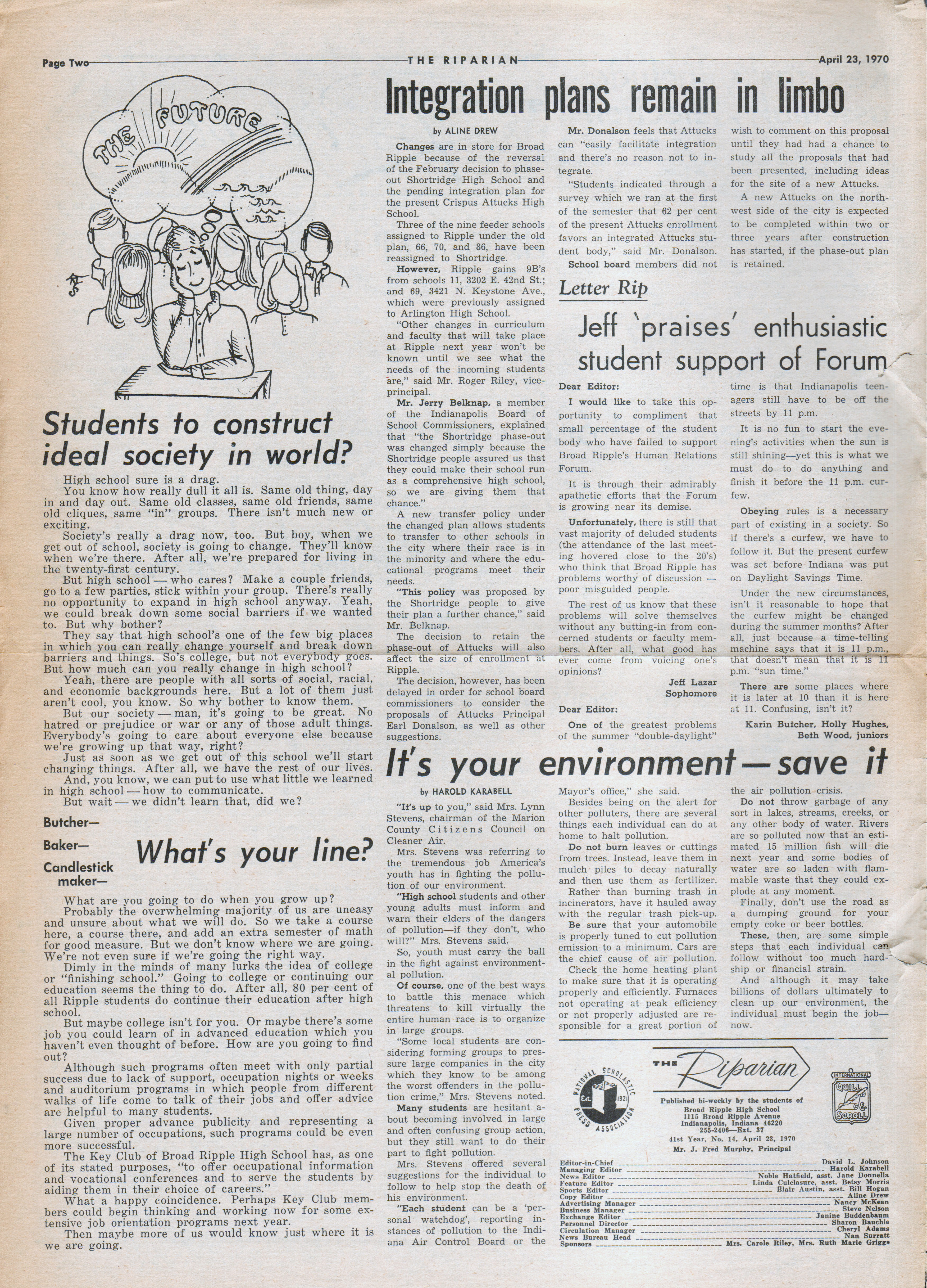 BRHS Riparian newspaper April 23 1970