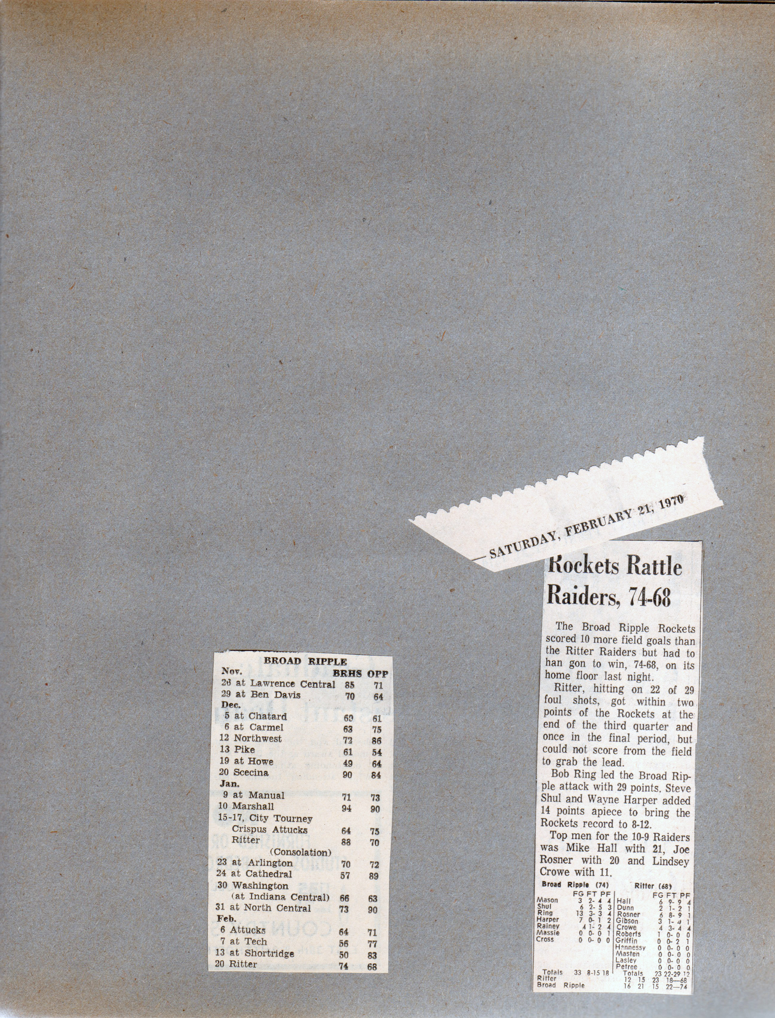 newspaper clipping - BRHS basketball