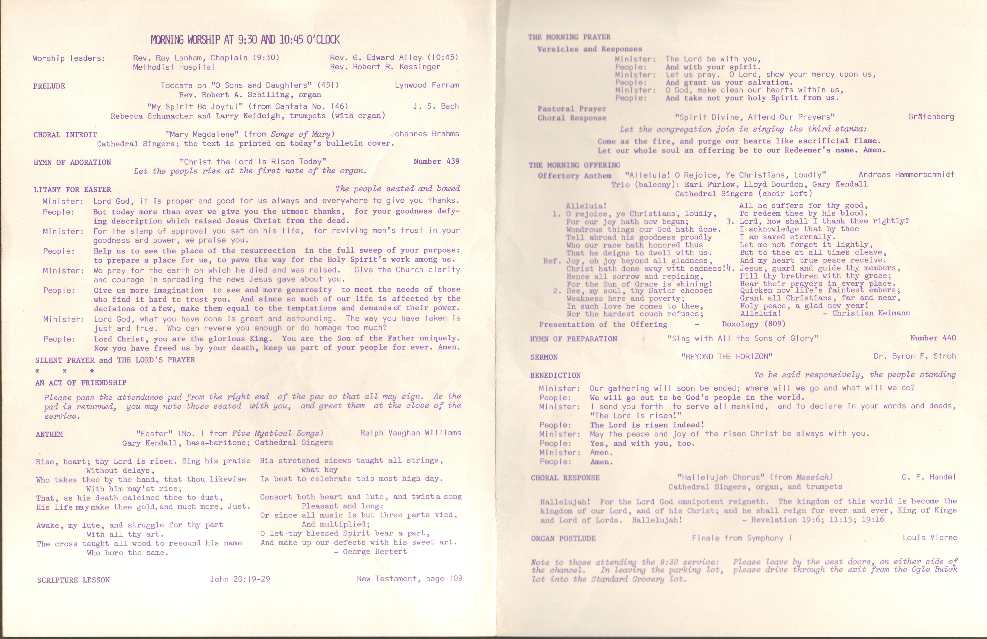 North United Methodist Church program - Mar 29 1970