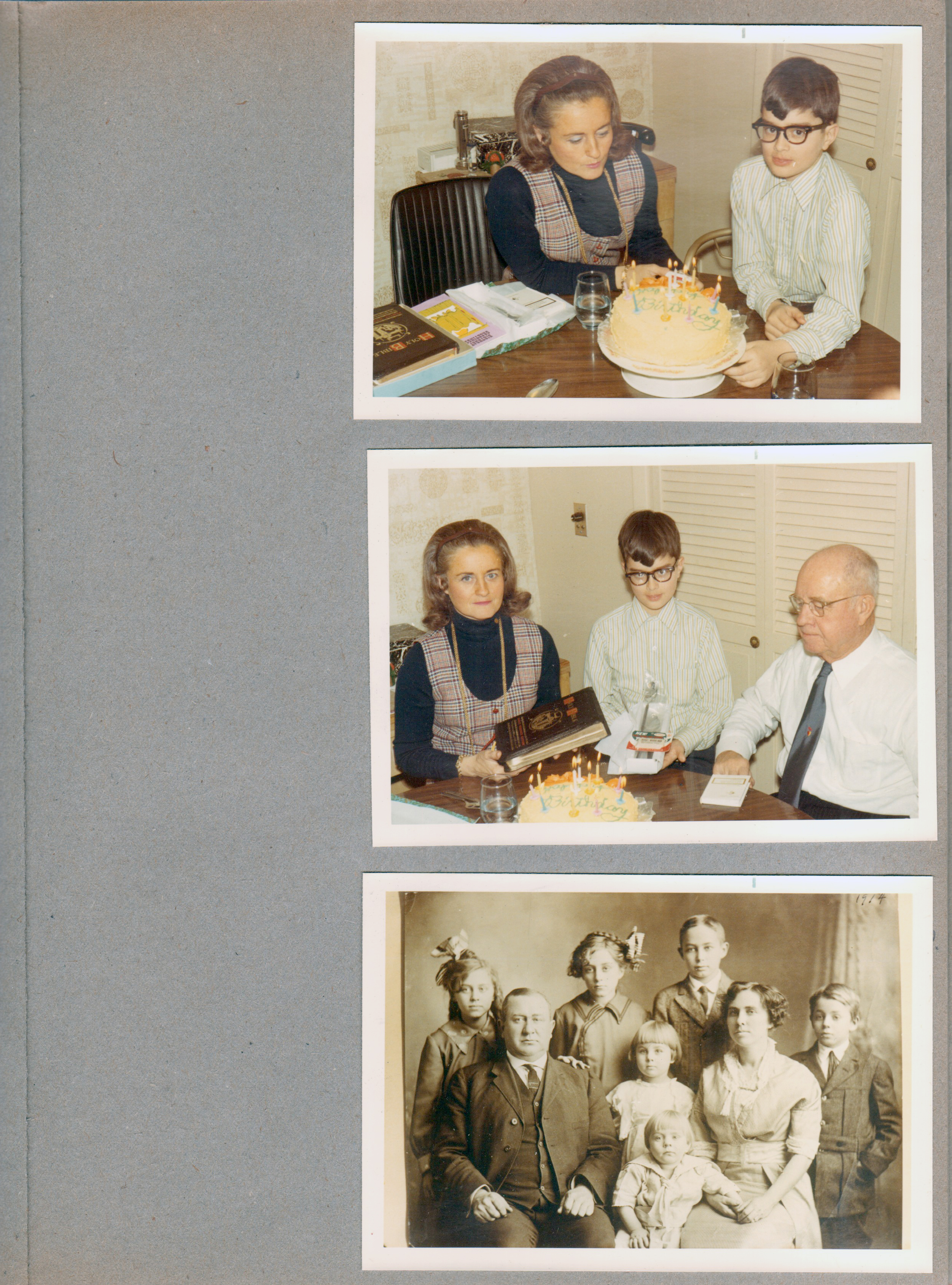 6122 kitchen - Rosemary, Alan, Curt - cake. old photo - Louise Williams, Burns Williams, Cornelia Feree, Flora Brawner (Williams), Sol Williams, Maud Williams, Warren Williams.