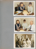 6122 kitchen - Rosemary, Alan, Curt - cake. old photo - Louise Williams, Burns Williams, Cornelia Feree, Flora Brawner (Williams), Sol Williams, Maud Williams, Warren Williams.
