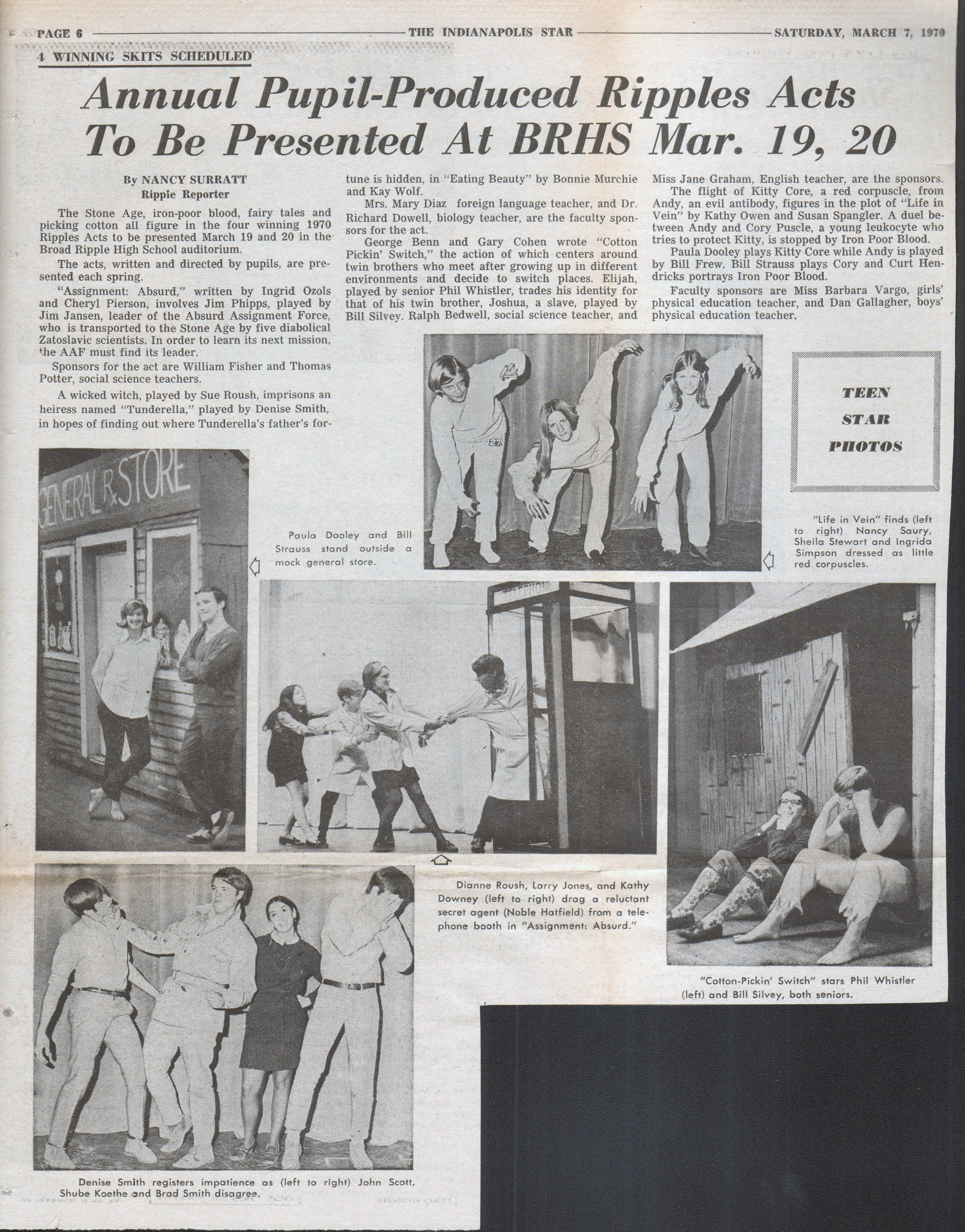 newspaper clipping - Ripples Acts 1970