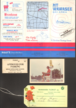 loose items - Mt. Wawasee - brochure. BRHS parking pass.  Riviera Club - Susan Life guard. McNamara Florist tag for Susan.