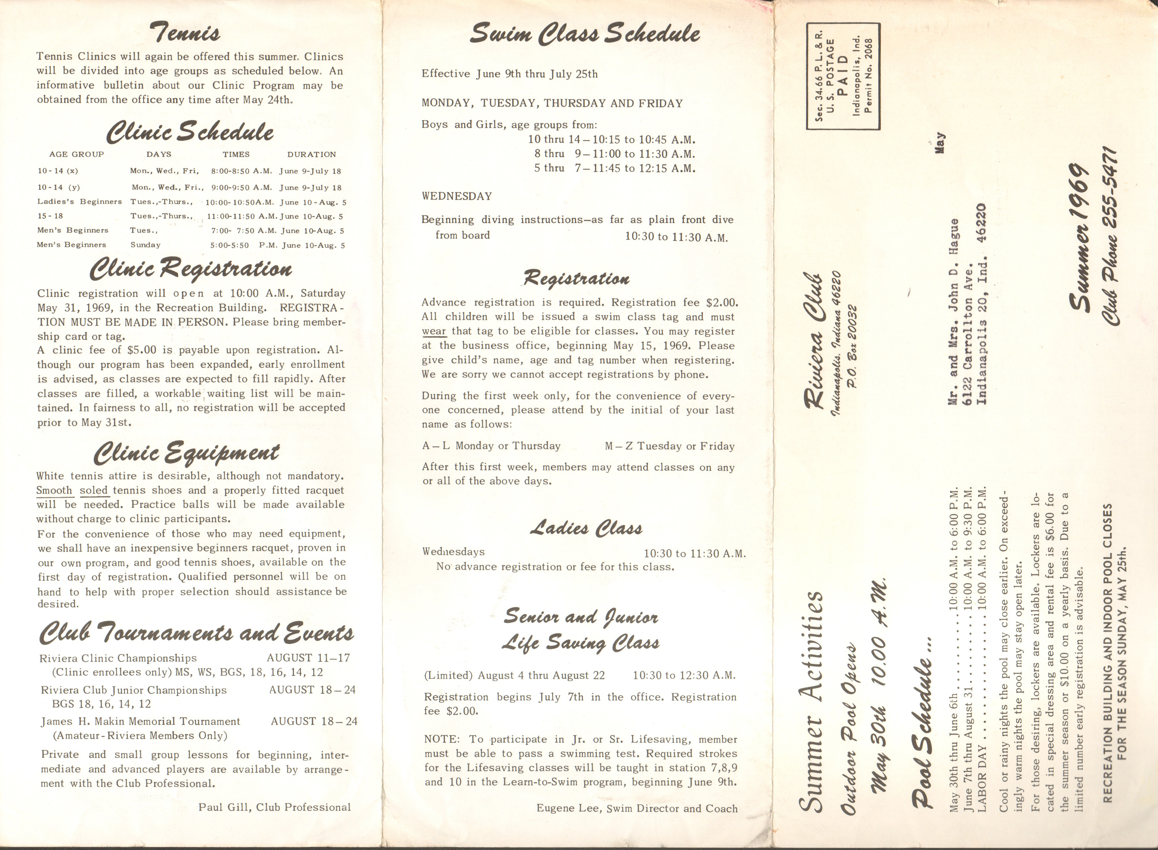 loose items - Riviera Club -  mailer Summer 1969