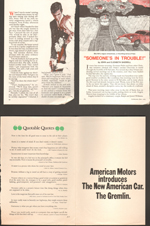 loose items - Readers Digest - Someone's in Trouble. AMC Gremlin ad