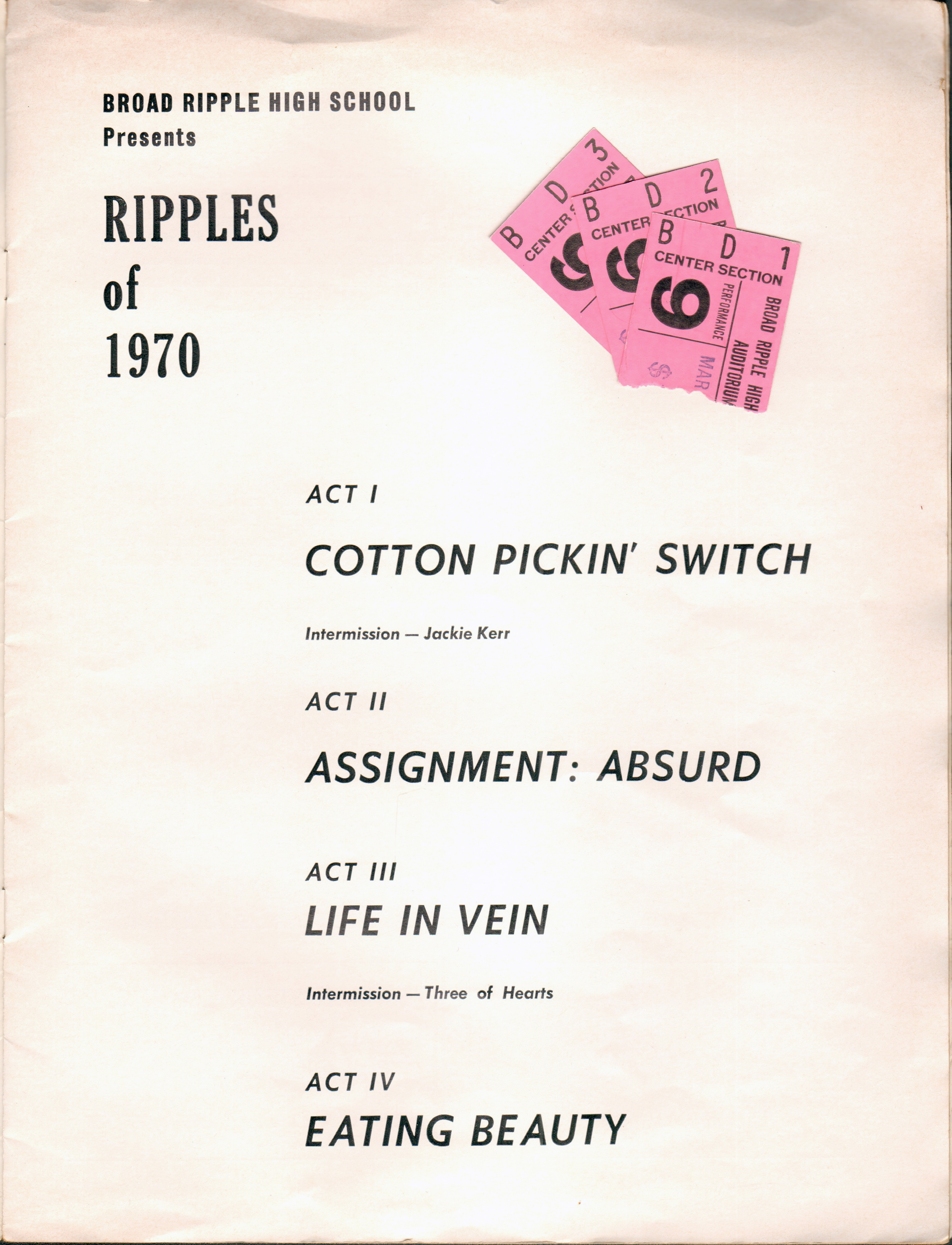 BRHS Ripples Acts 1970 program and tickets
