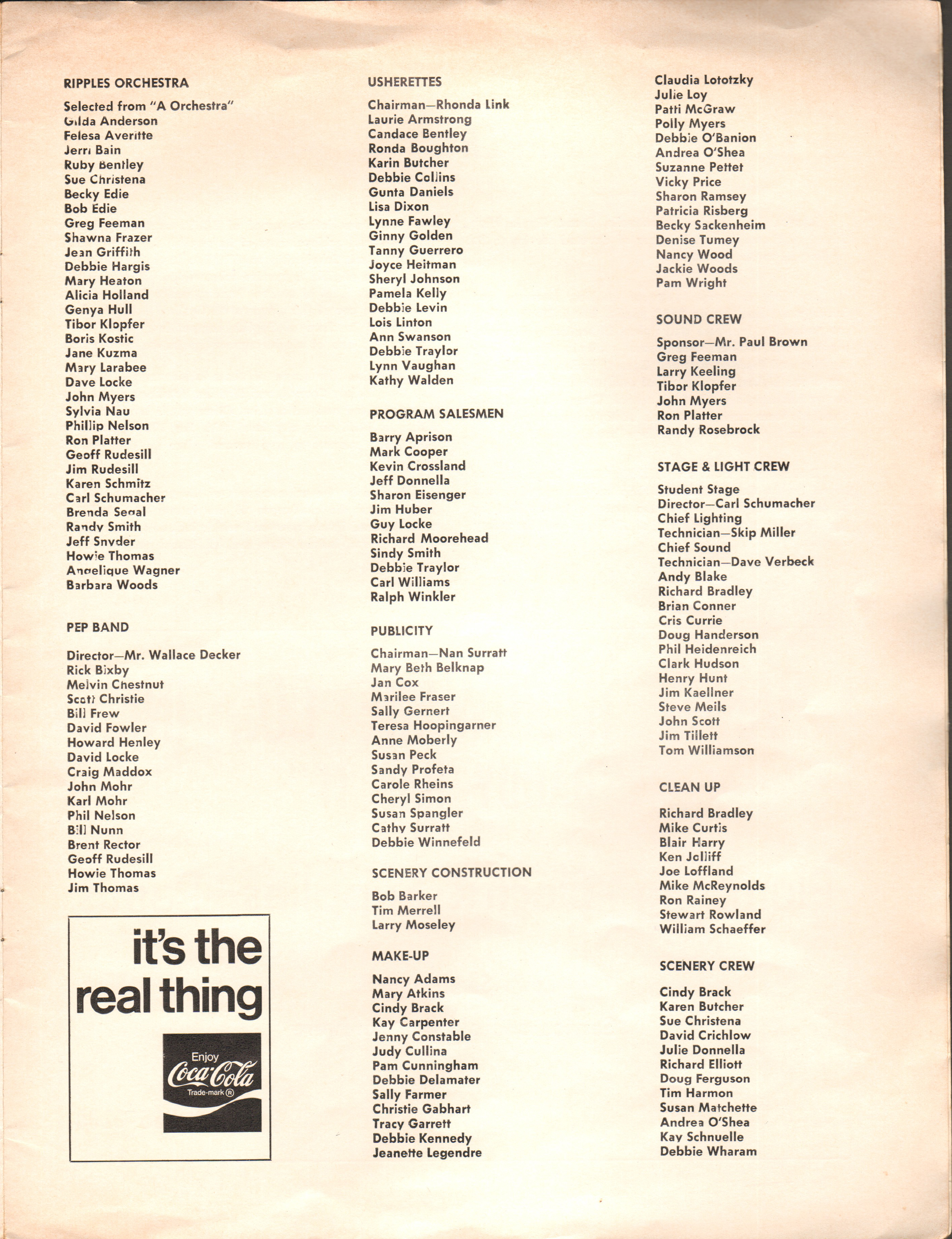 BRHS Ripples Acts 1970 program