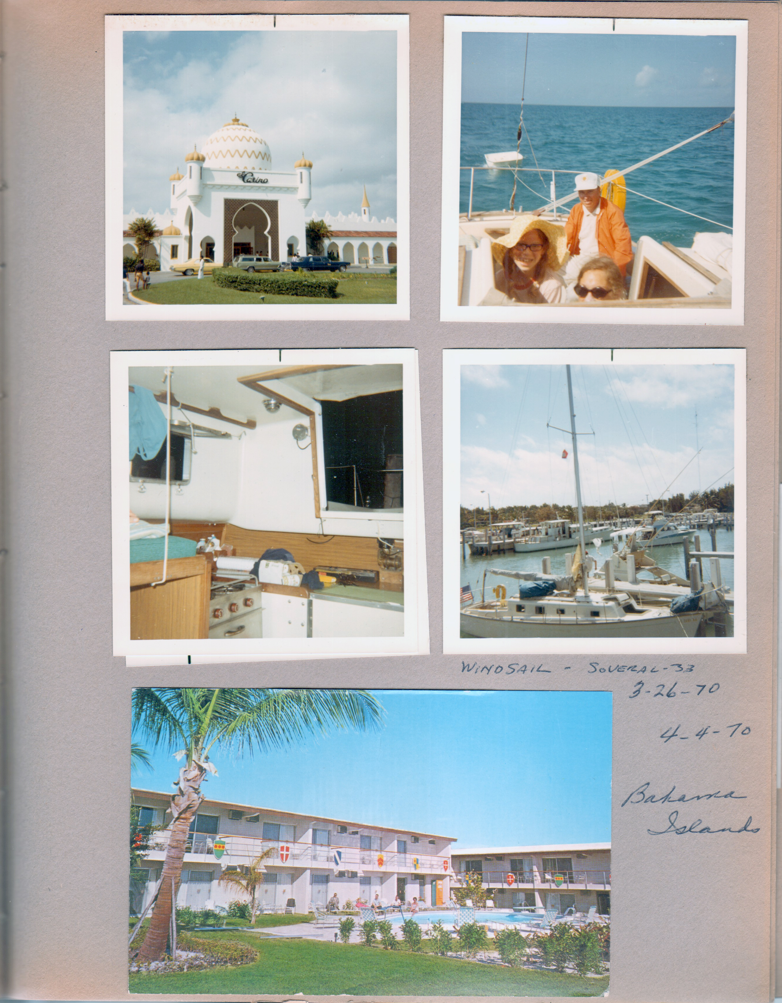 Tuck sailboat trip - cabin, Bahama Islands. postcard - Camelot Motor Lodge - North Palm Beach FL 83275-B