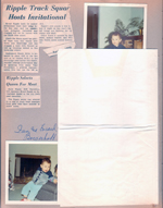 newspaper clipping - Ripple track meet. 6122 living room - Ian and Evrard Borgerhoff.