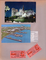 postcard Paris Notre Dame from Warren 592. postcard Port-O-Call Tierra Verde FL from Helen 33403-C.  State Fairground Coliseum Murat Shrine Circus tickets.