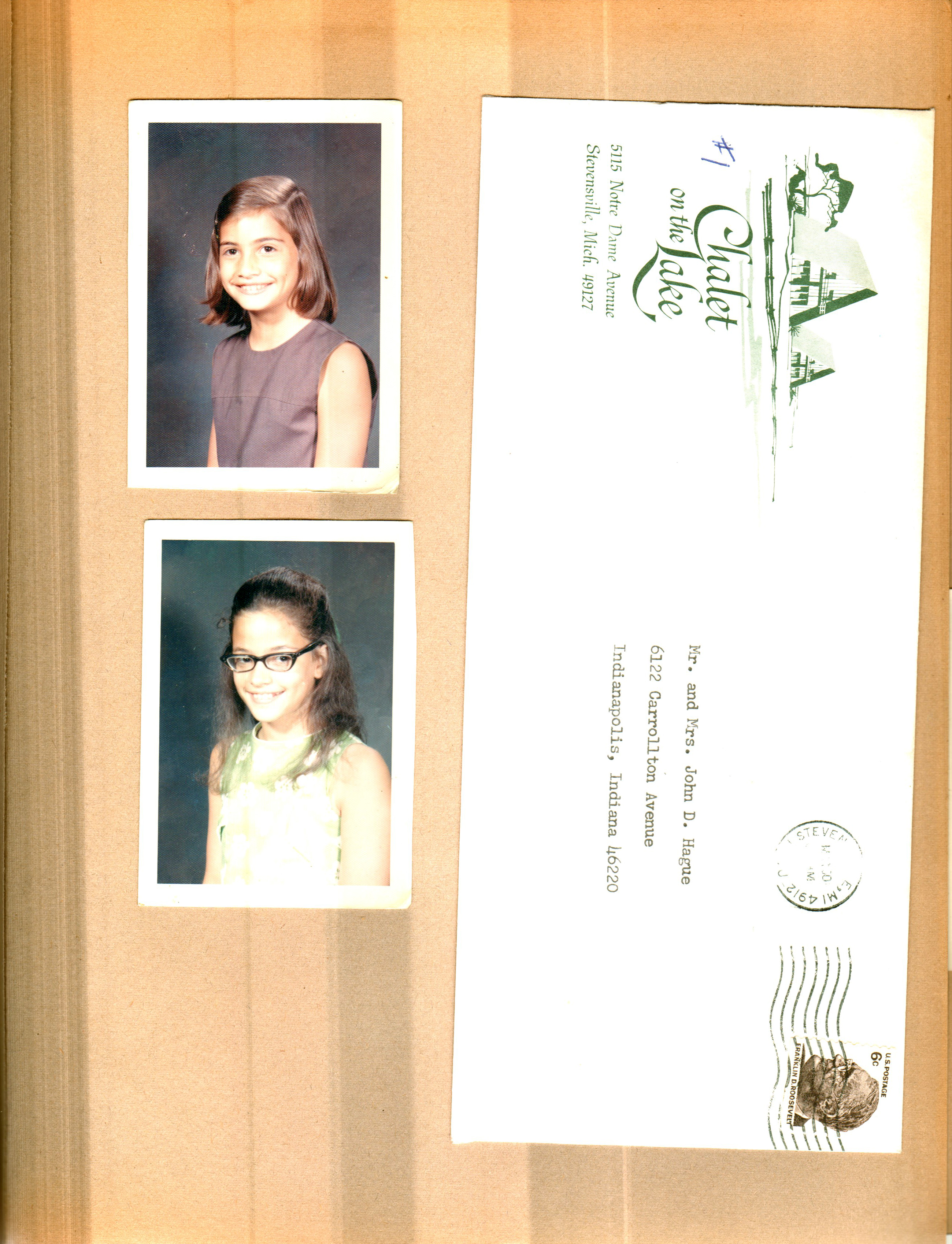 School photos - Carole and Cindy Morgan. Chalet on the Lake letter