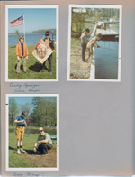 Wawasee - Cindy Sprague and Alan with kite in front yard. Alan fishing in channel. Don Novy.