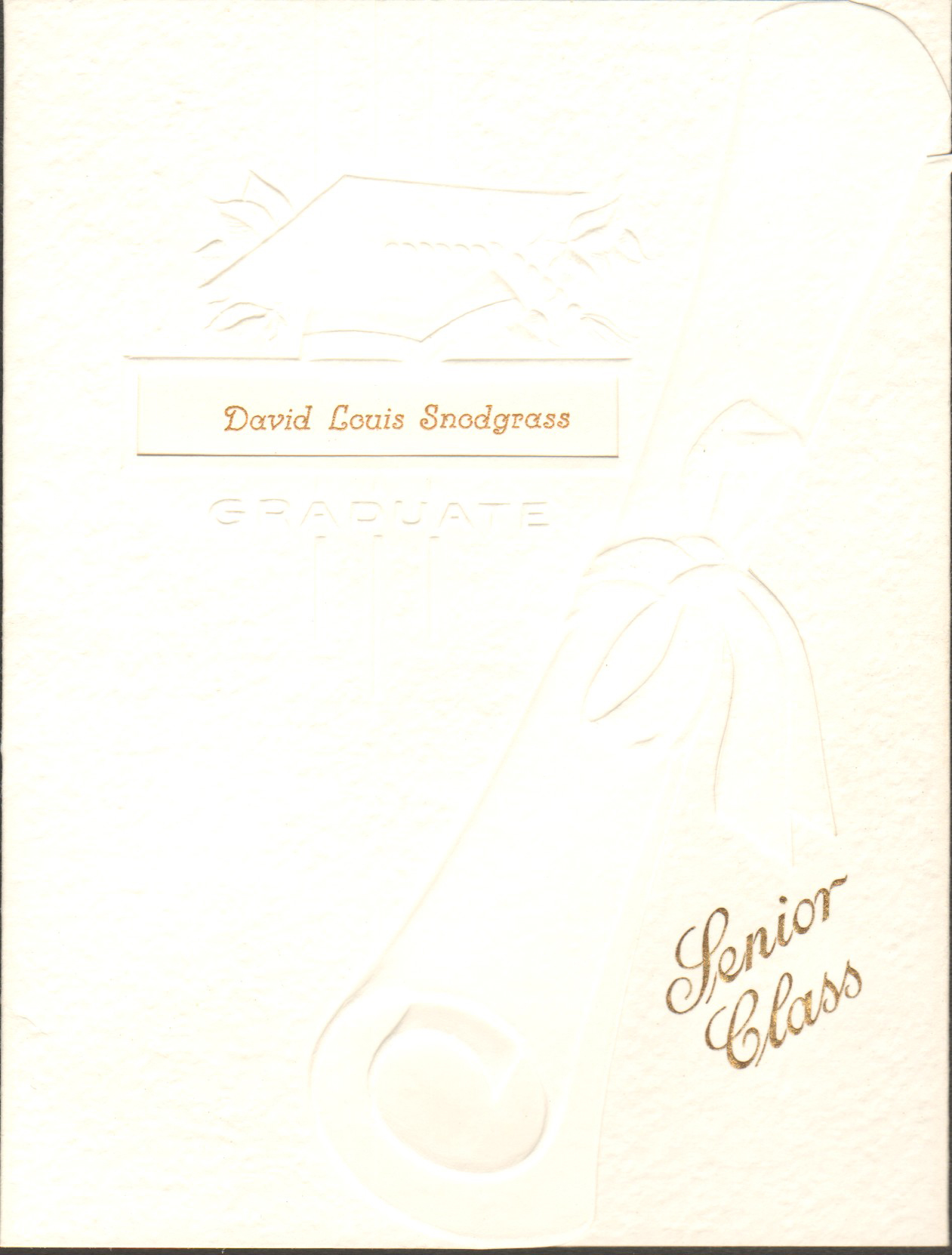 David Louis Snodgrass high school graduation announcement - Virginia School for Deaf and Blind.