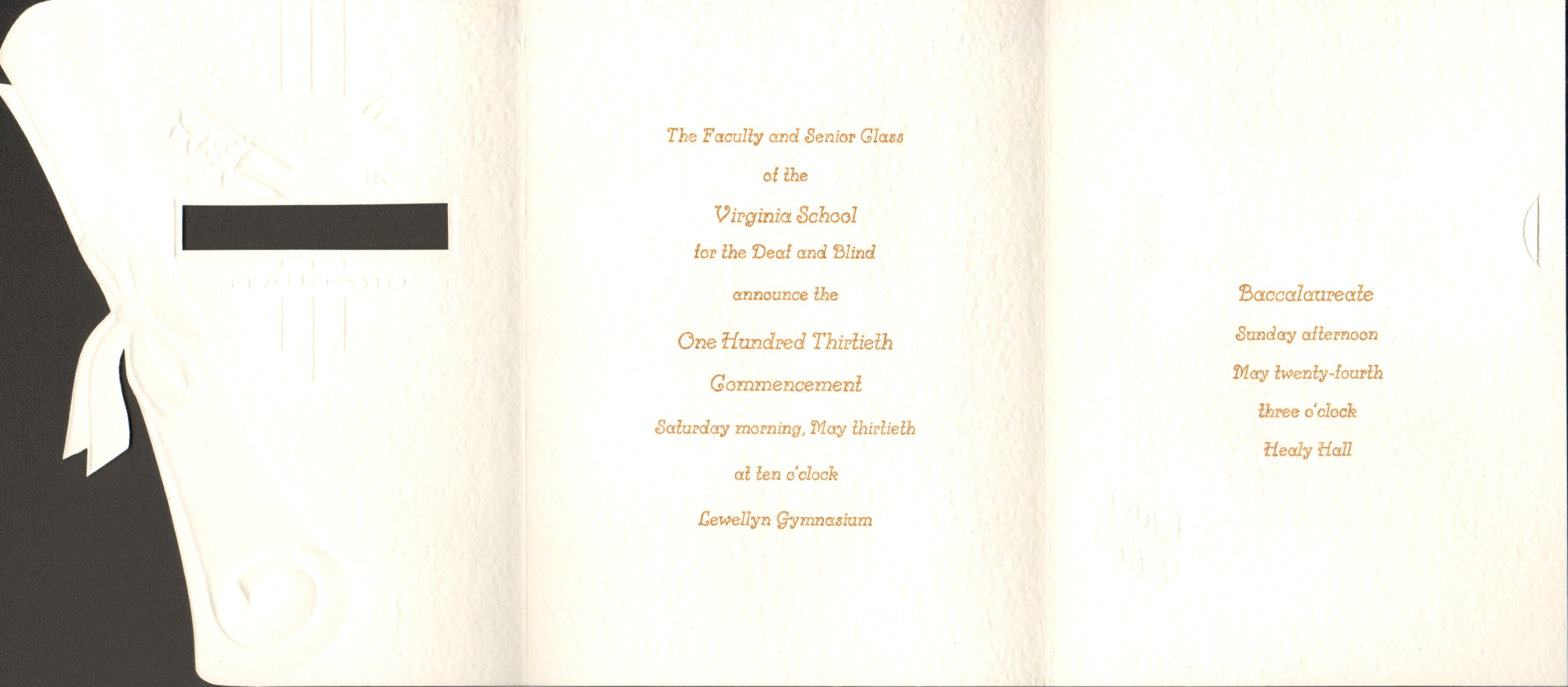David Louis Snodgrass high school graduation announcement - Virginia School for Deaf and Blind.