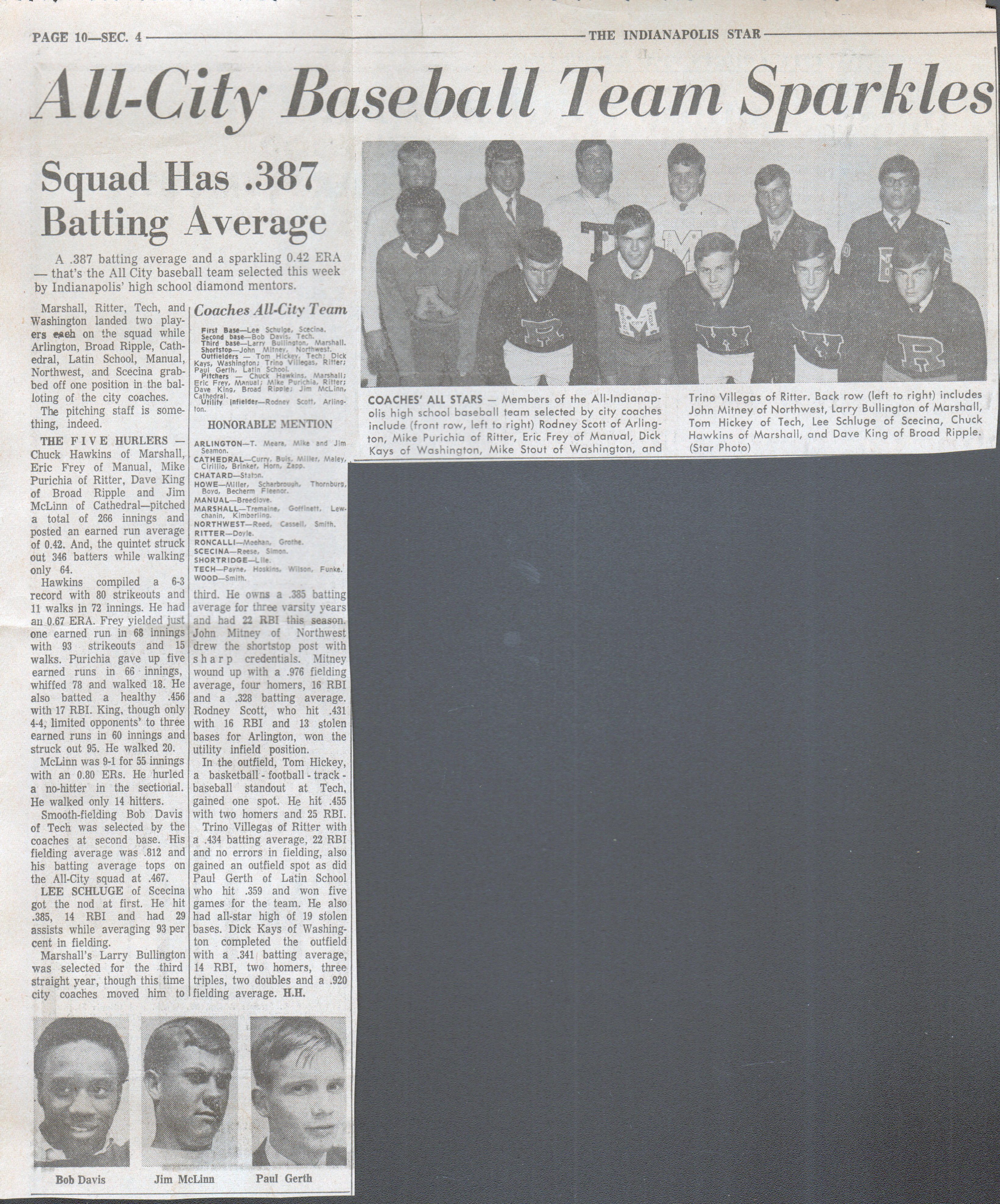 newspaper clipping - All City Baseball