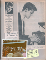newspaper clipping - Van Cliburn. Ticket