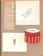 newspaper clipping - BRHS Mothers Tea. Name tag, napkin and invitation.