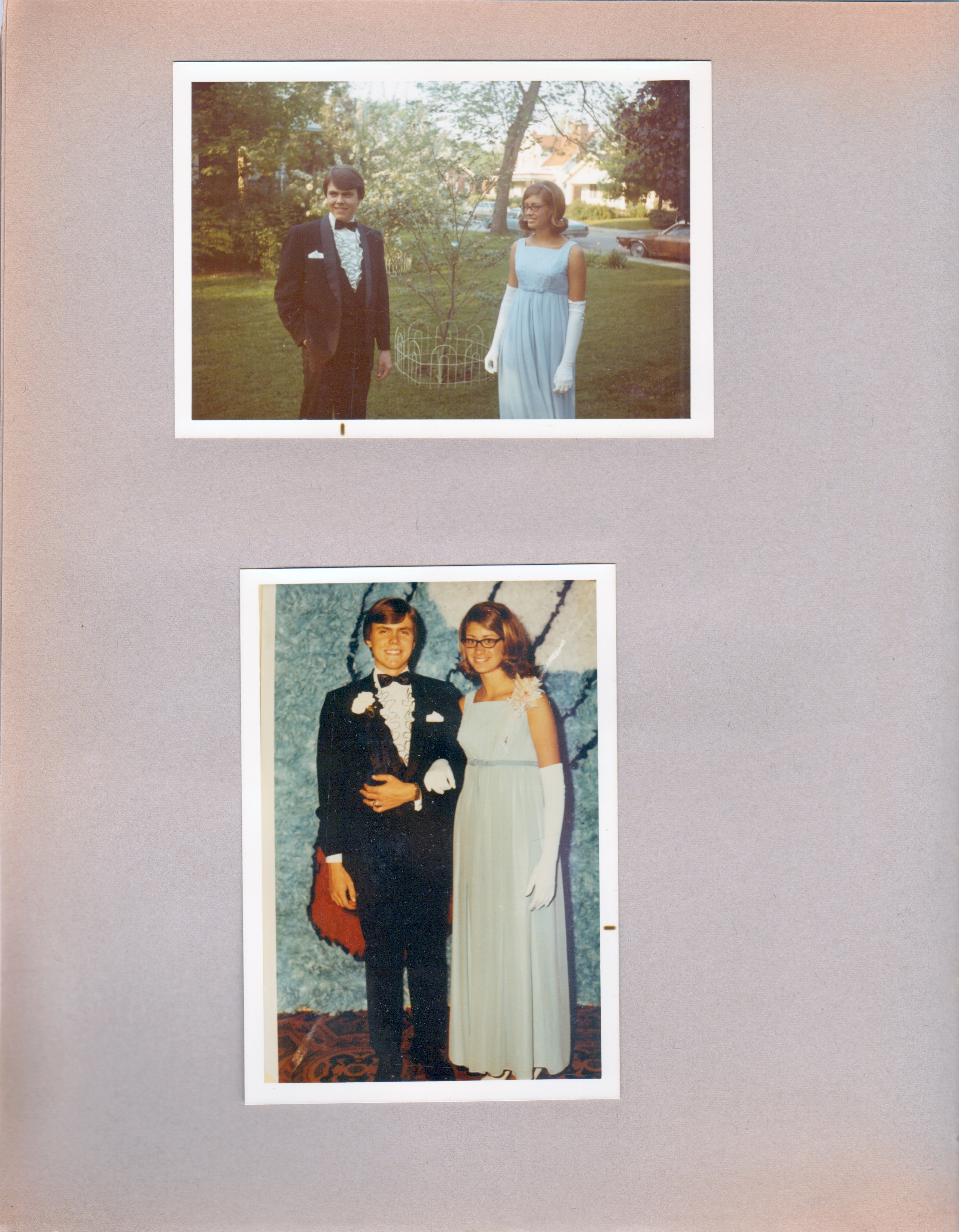 Susan and Jim Jansen prom - in yard and at prom.