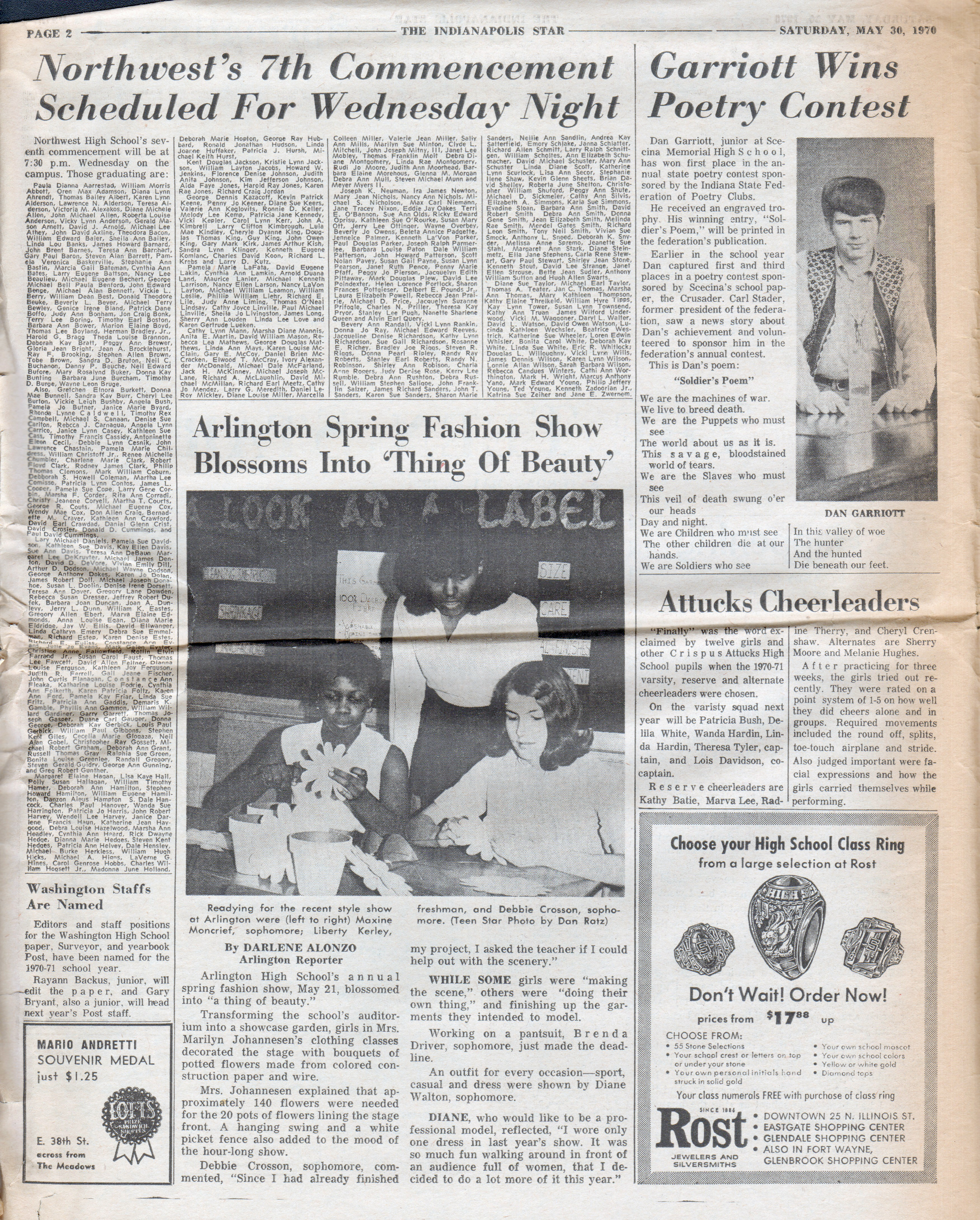 newspaper clipping - The Teen Star - May 30 1970
