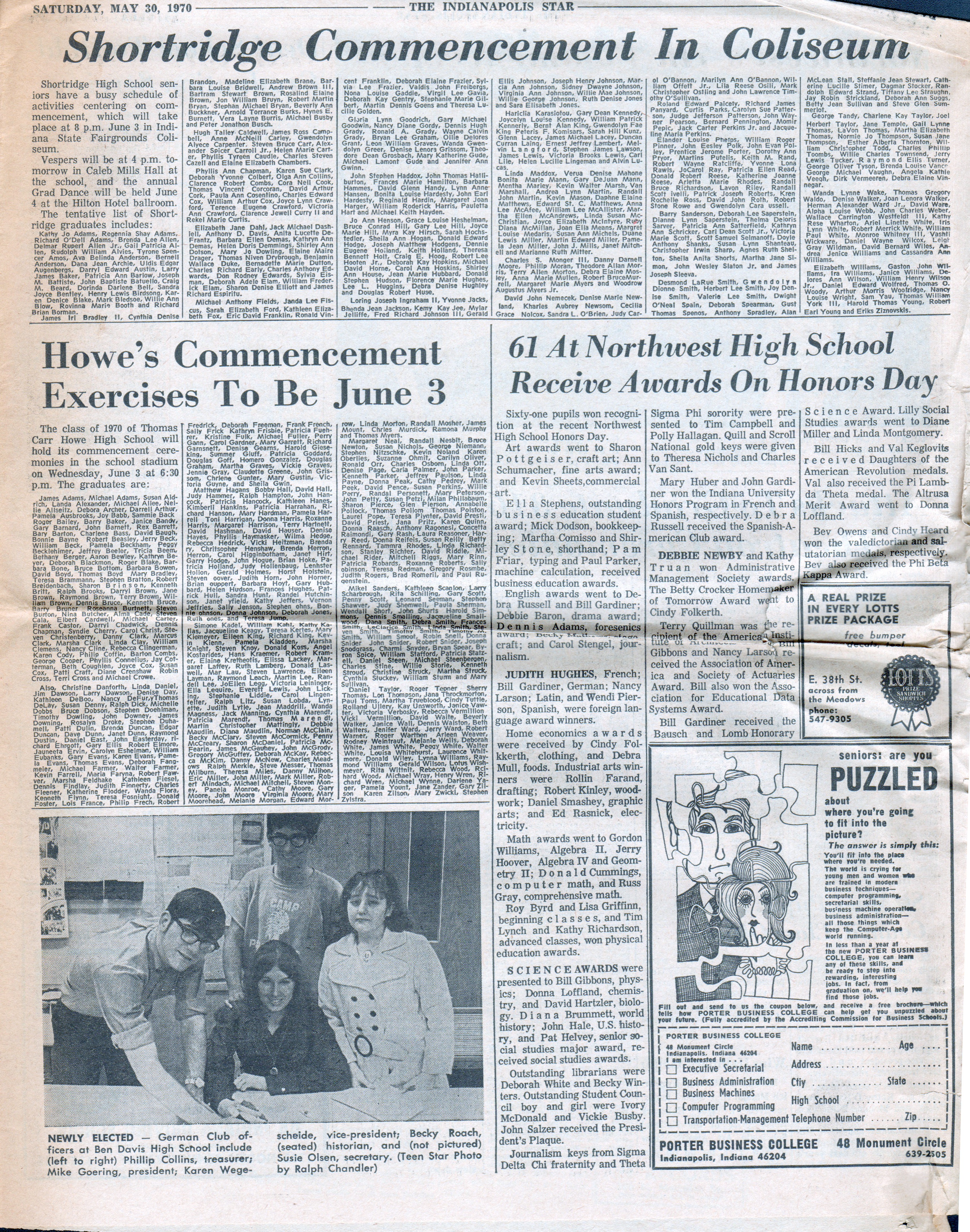 newspaper clipping - The Teen Star - May 30 1970