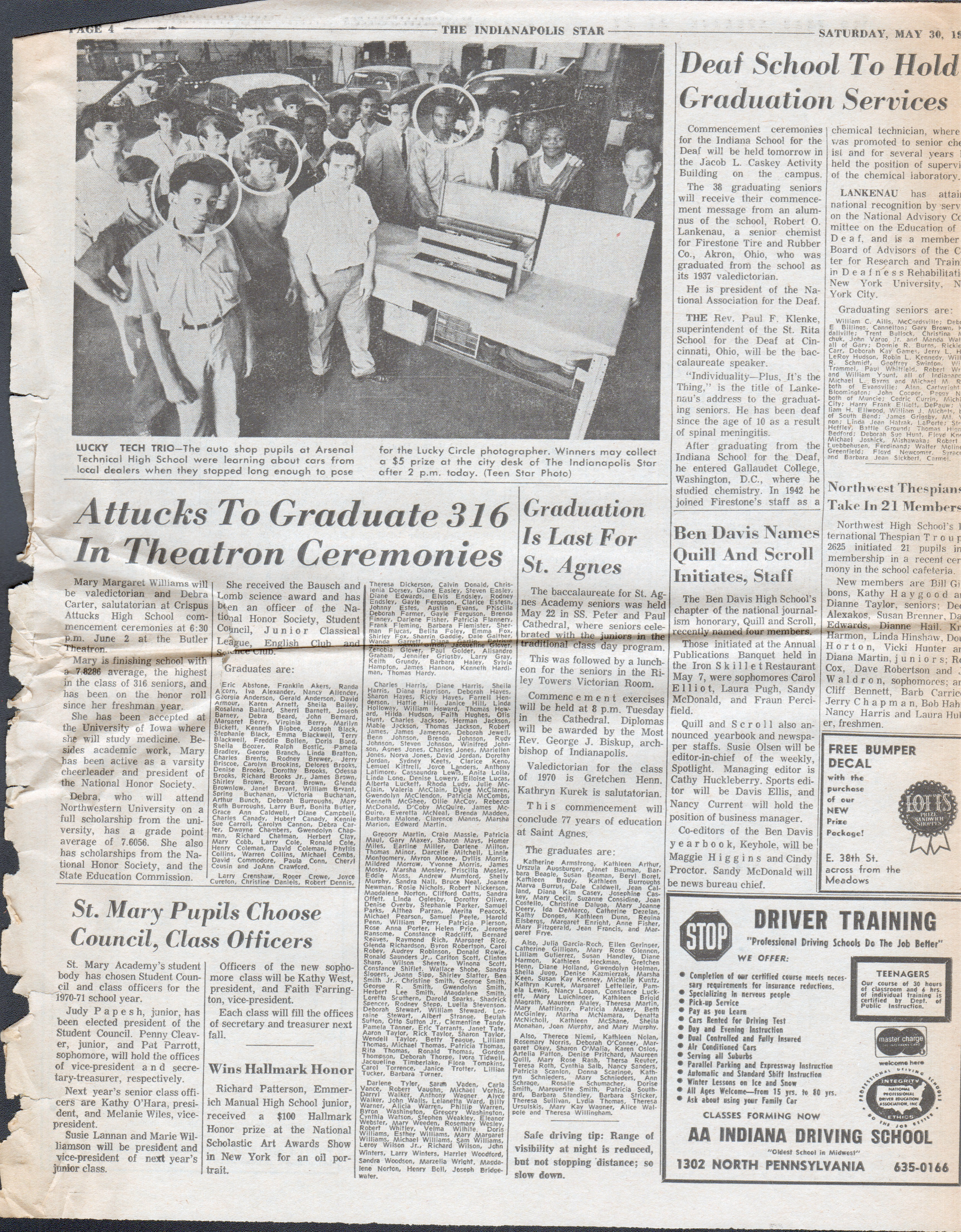 newspaper clipping - The Teen Star - May 30 1970