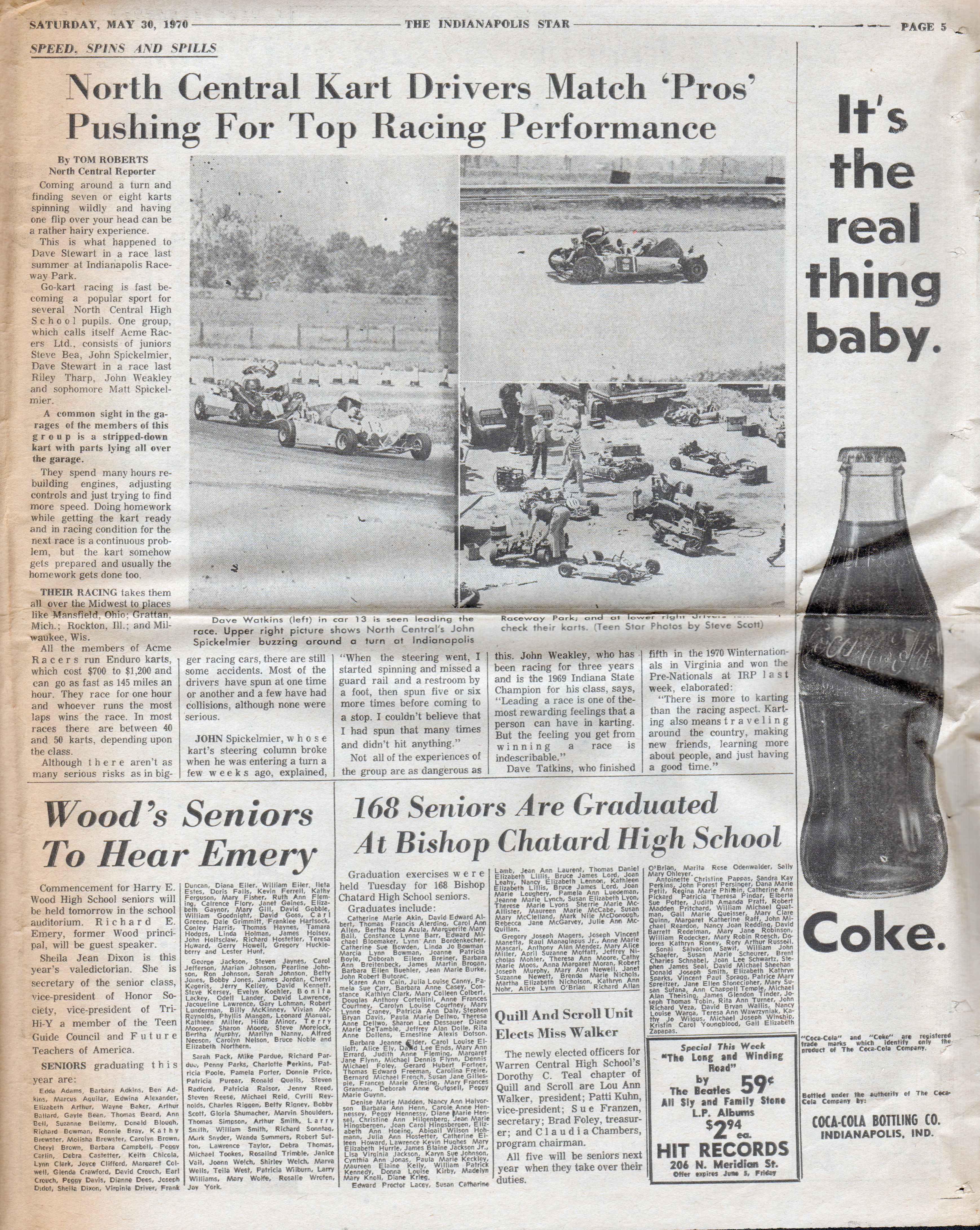 newspaper clipping - The Teen Star - May 30 1970