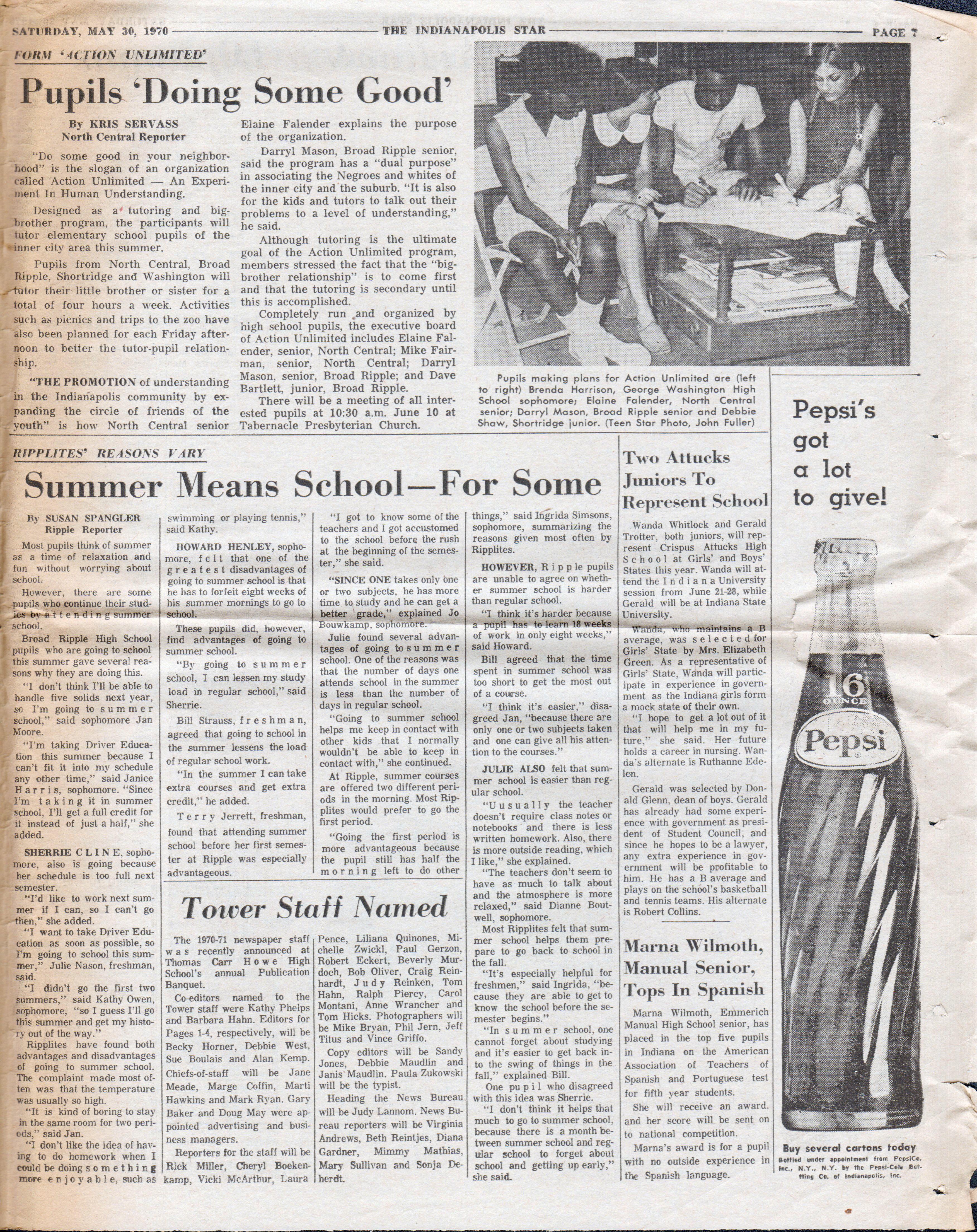 newspaper clipping - The Teen Star - May 30 1970