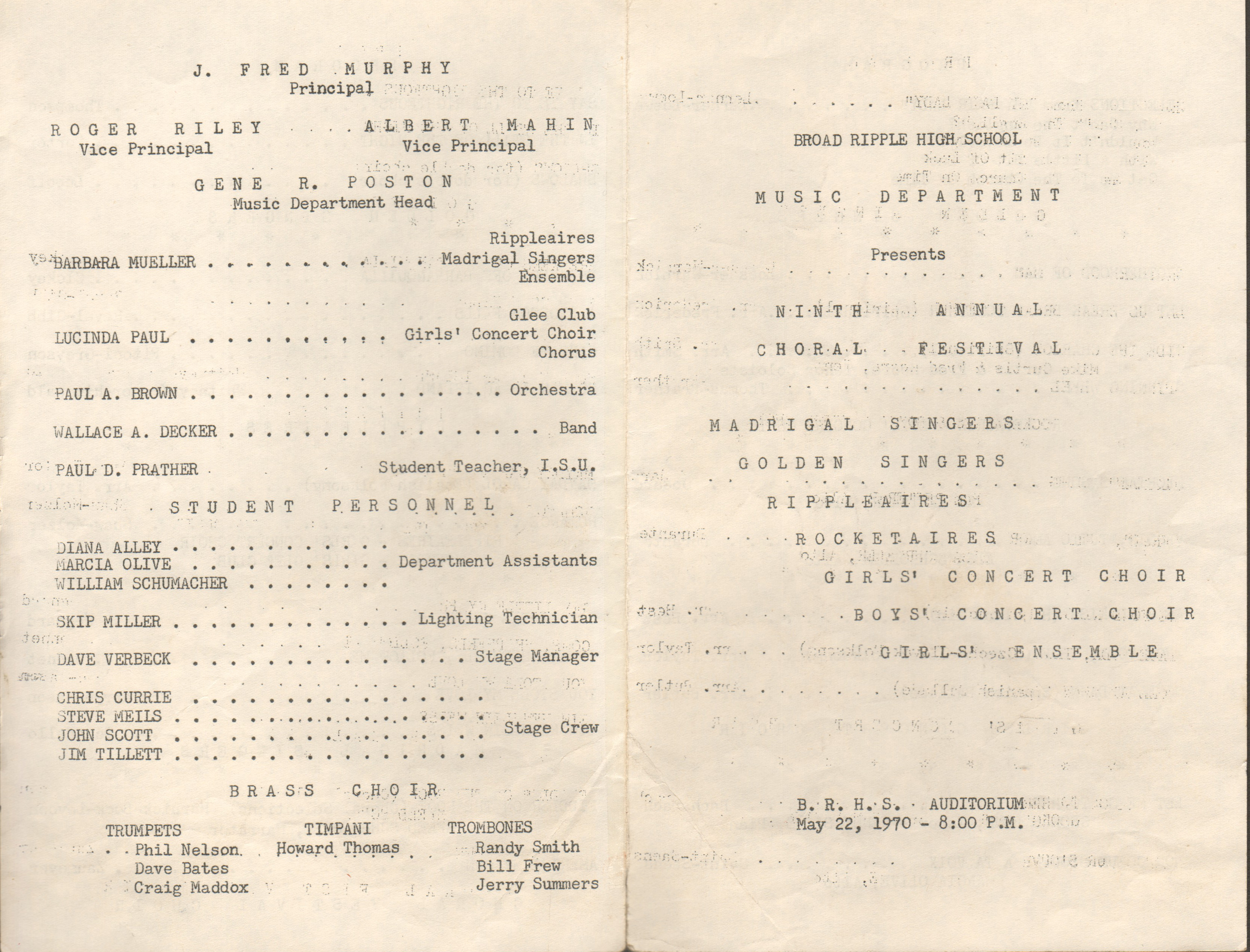 BRHS 9th Annual Choral Festival program