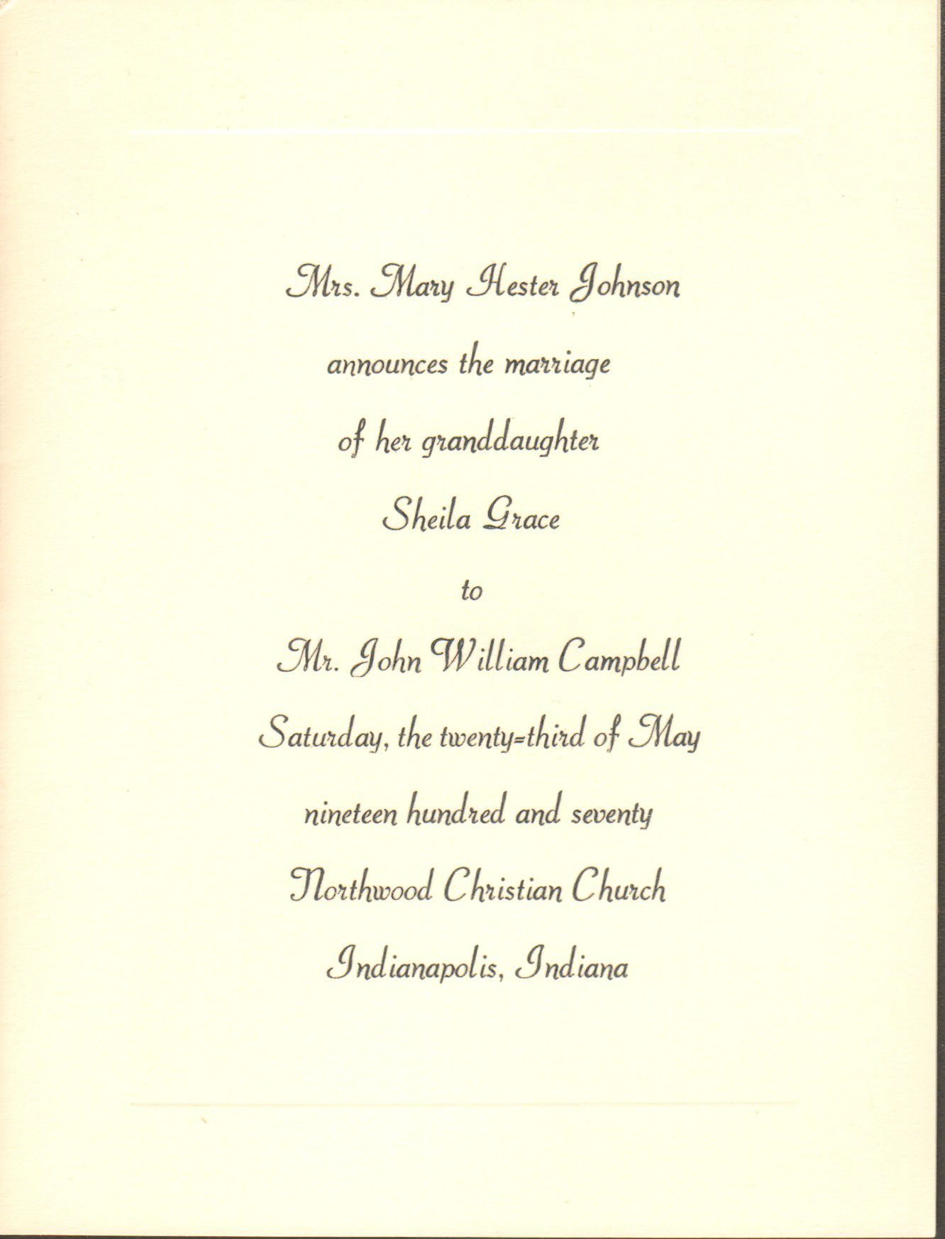 Campbell Johnson wedding invitation