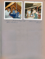 Alan, Evrard Borgerhoff and Steve Chaillard in backyard tent. 6122 yard - Alan's Koolaid stand