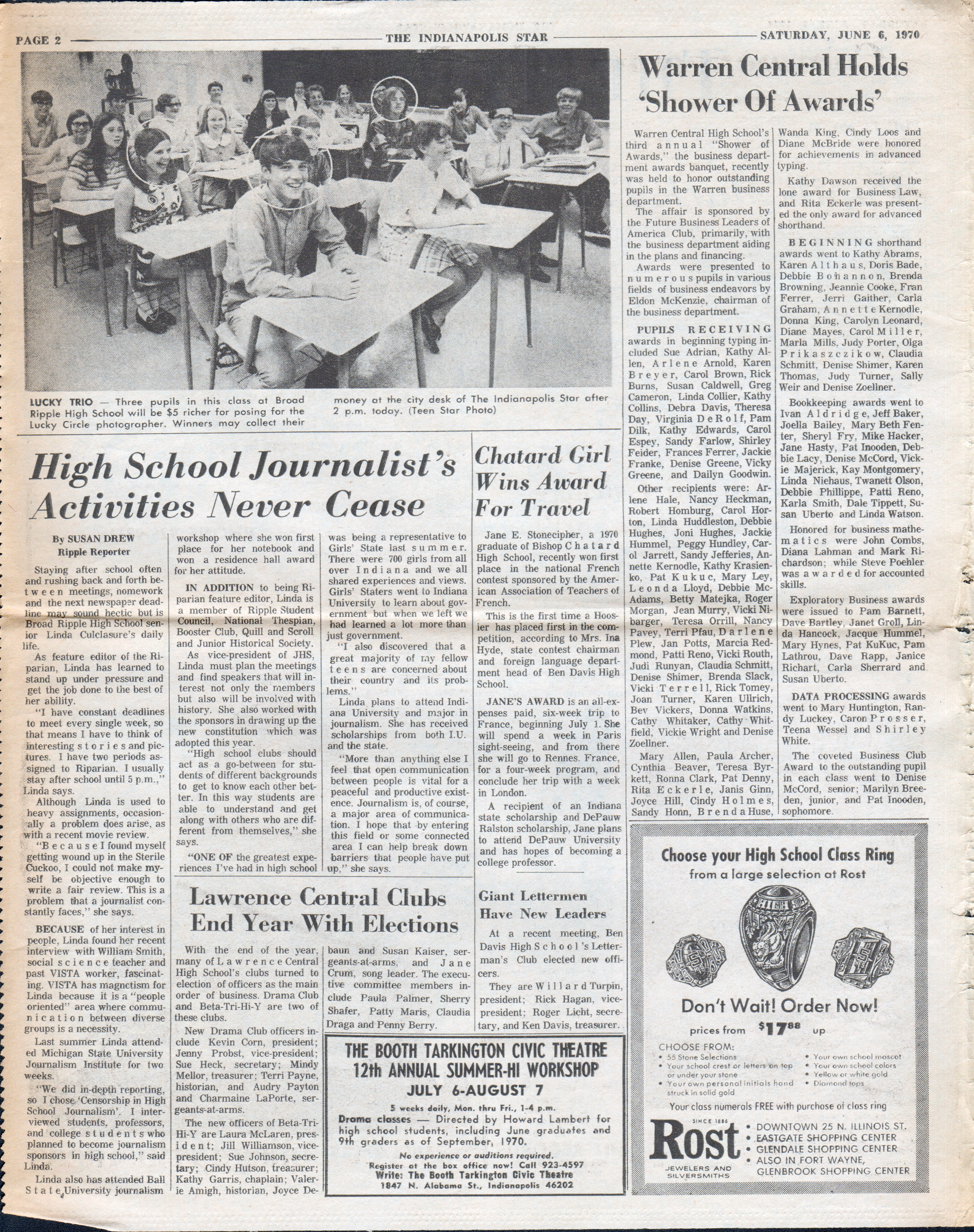 newspaper clipping - The Teen Star - June 6 1970