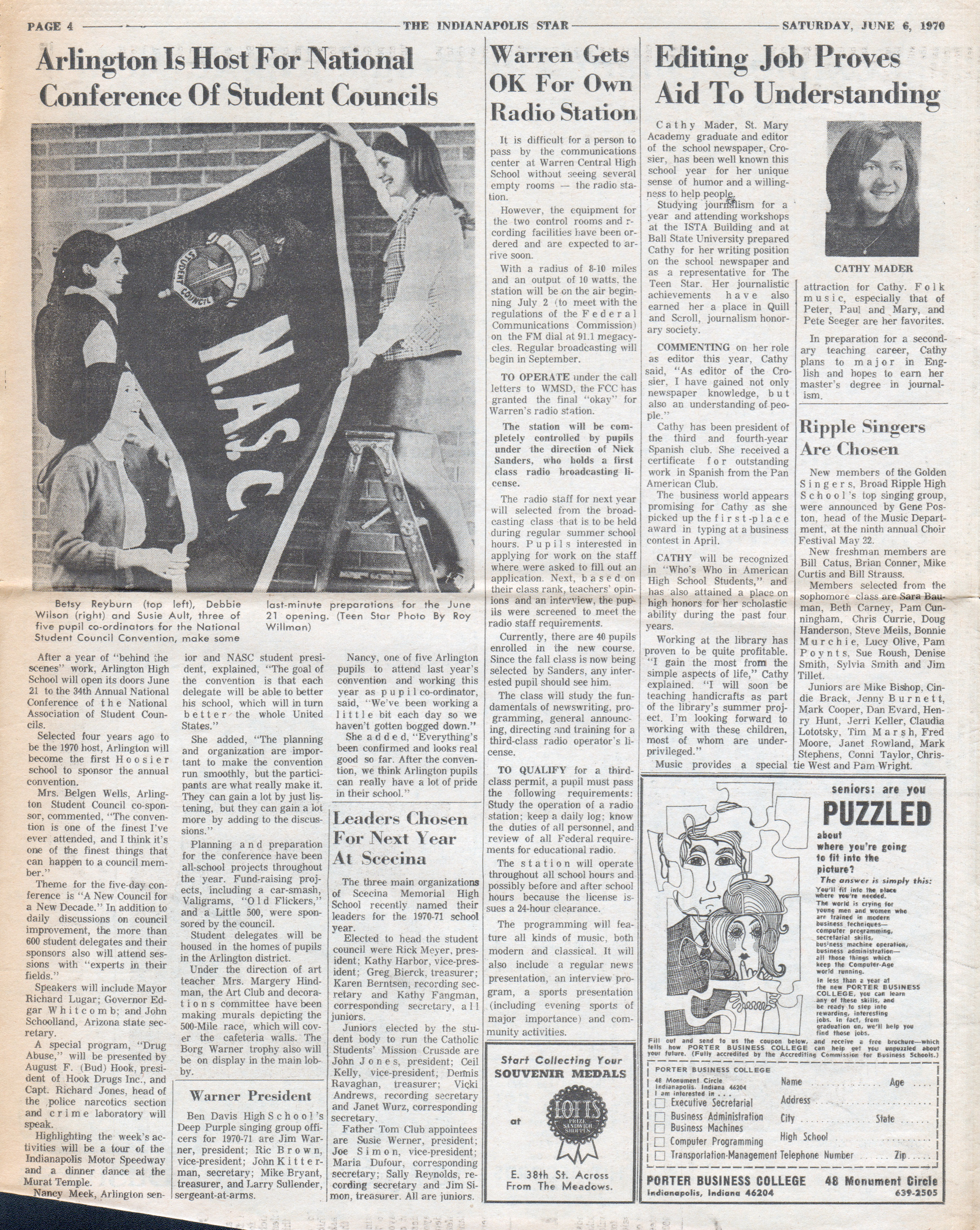 newspaper clipping - The Teen Star - June 6 1970