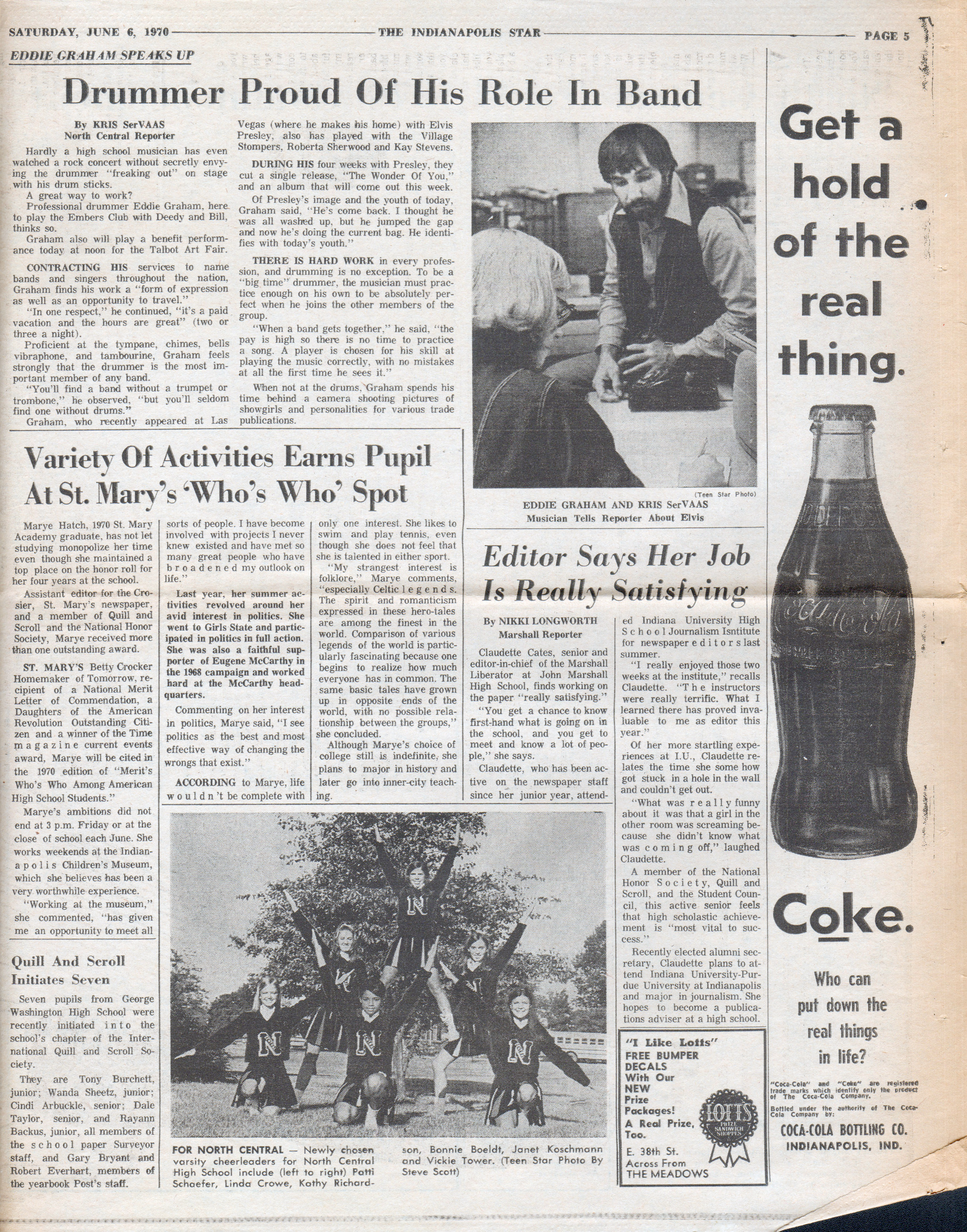 newspaper clipping - The Teen Star - June 6 1970