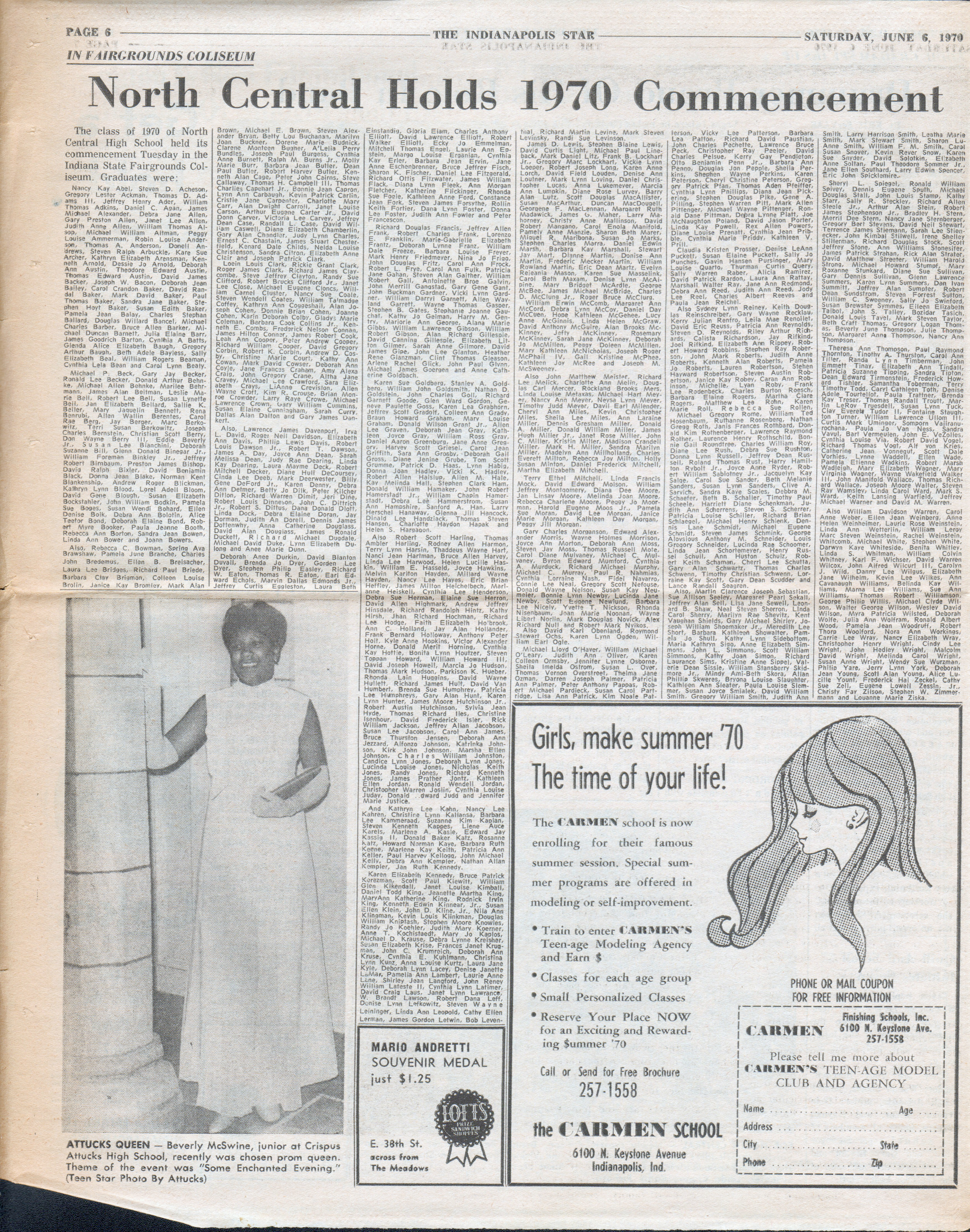 newspaper clipping - The Teen Star - June 6 1970
