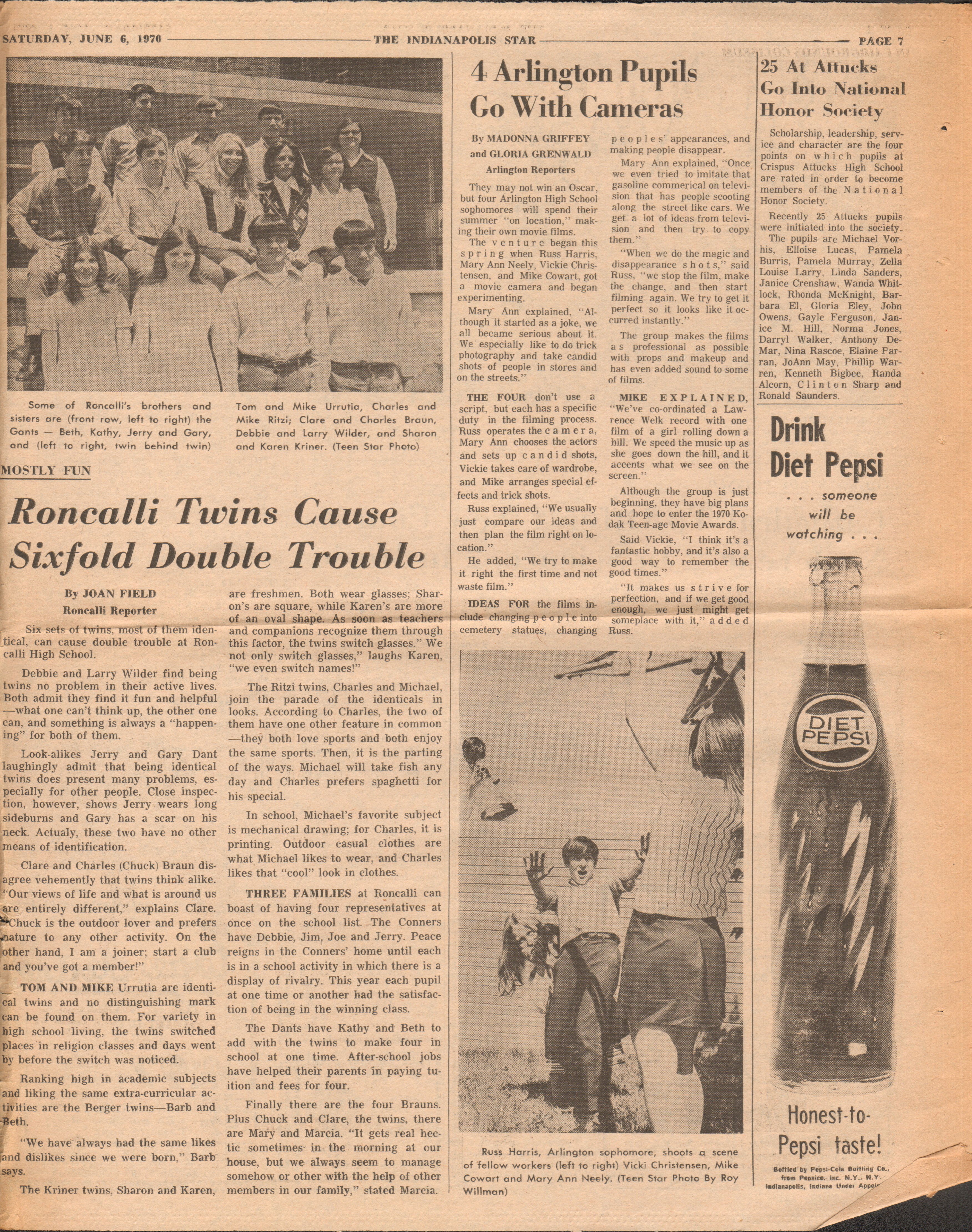 newspaper clipping - The Teen Star - June 6 1970