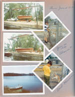 Wawasee - marina - lowering Chris Craft into water. Lake Papakeechie. Alan and David Messman at Indianapolis Zoo.