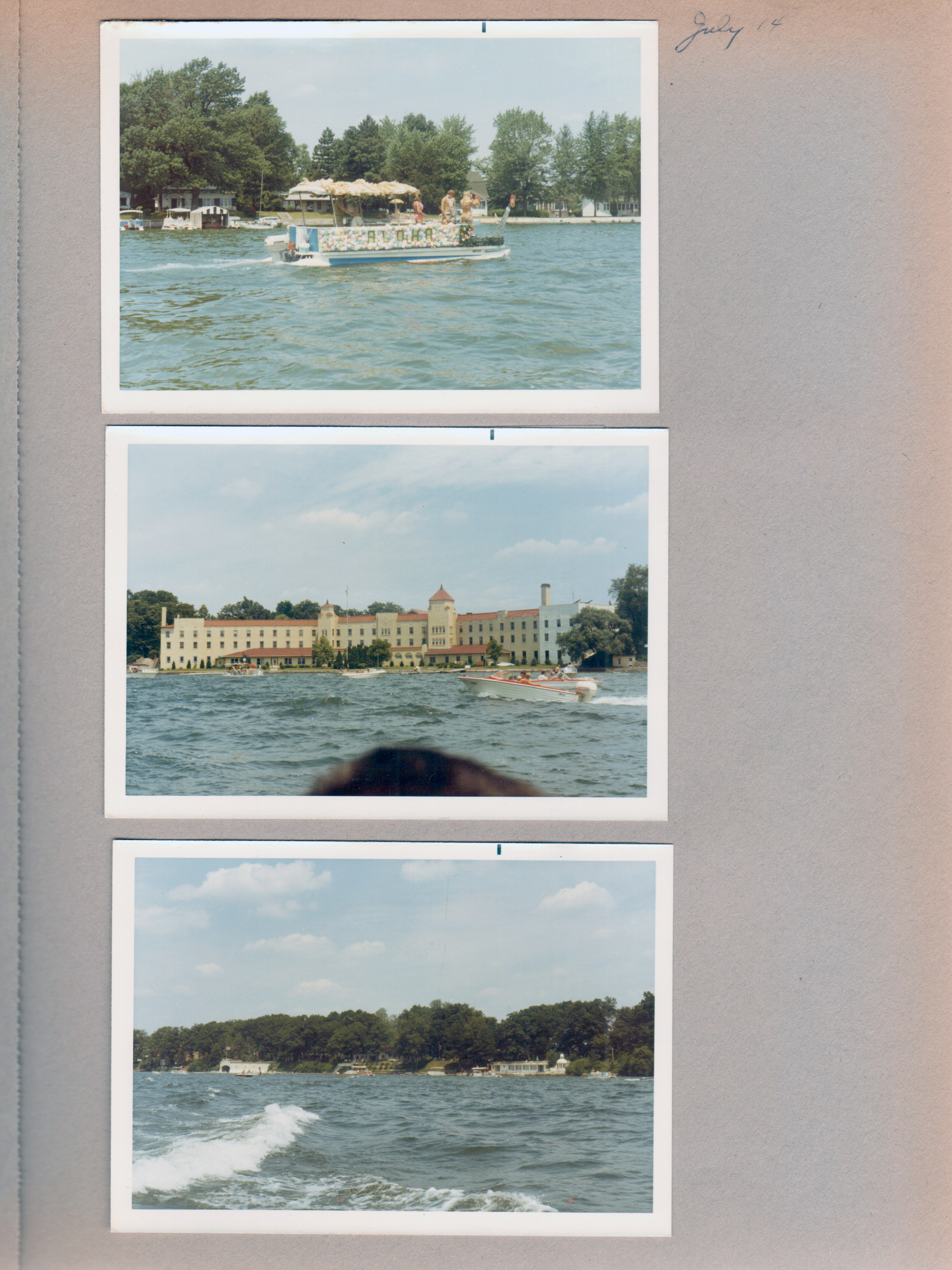 Wawasee - boat flotilla. Spink - seminary.