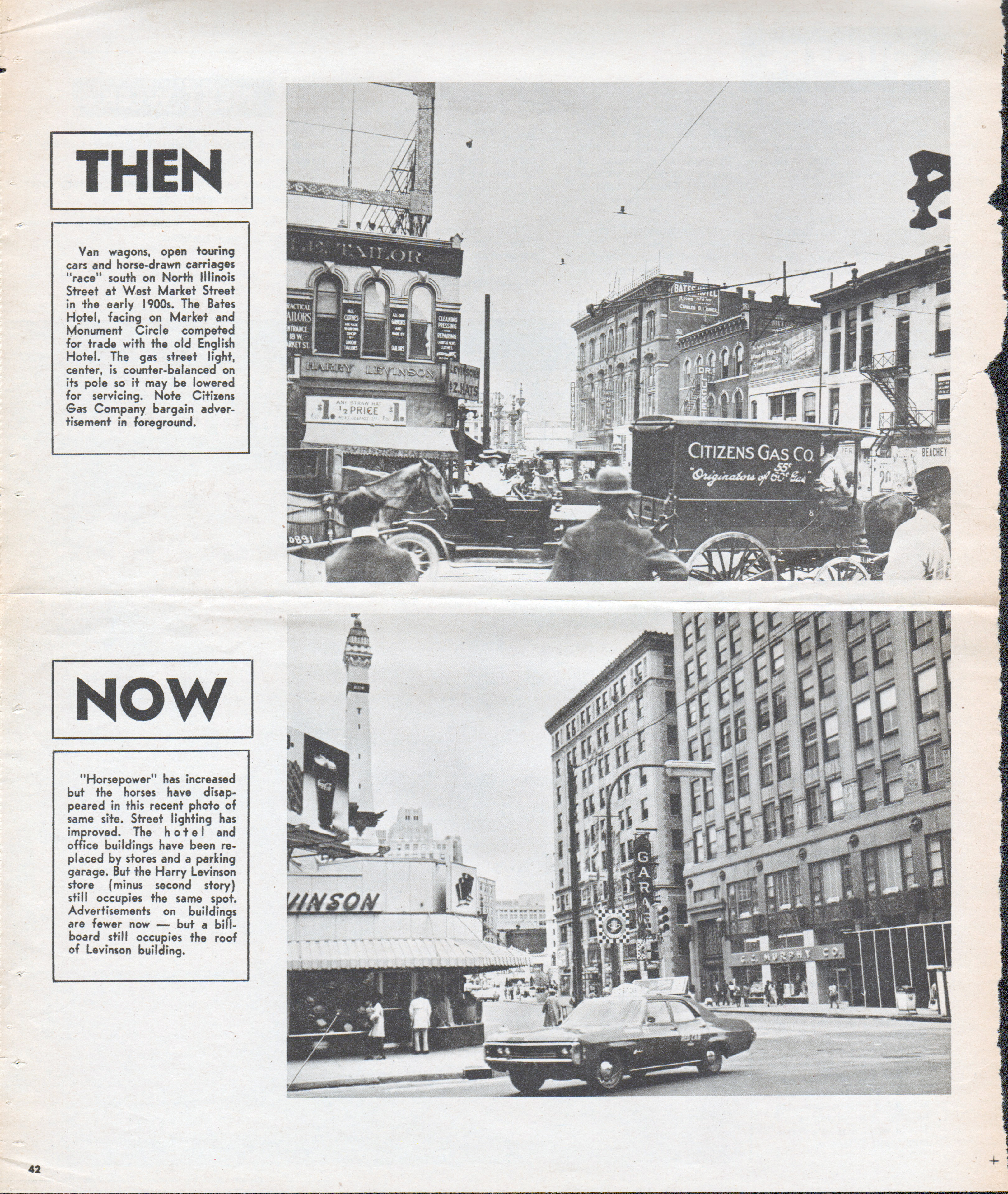 newspaper clipping - Then and Now - Bates Hotel downtown