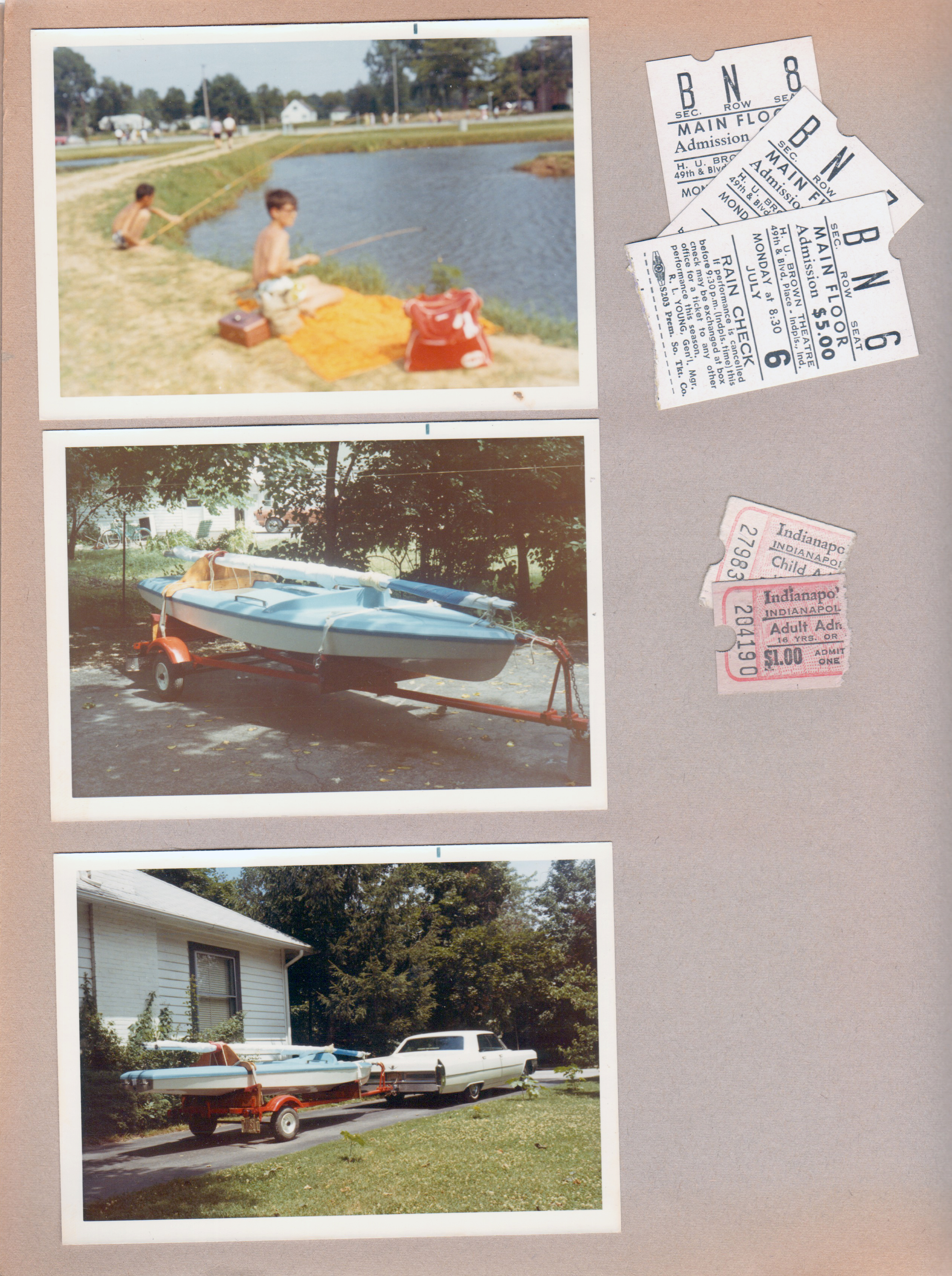 Fishing pond - Alan - no idea where this could be. 6122 driveway - Lugar sailboat and Cadillac. Starlight tickers.