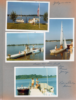 Wawasee - Johnson Bay - Front yard and dock. Bud and Pat Overstreet - Tom, Bruce, Jenny. Susan and Peter and Philip Gibson on dock.