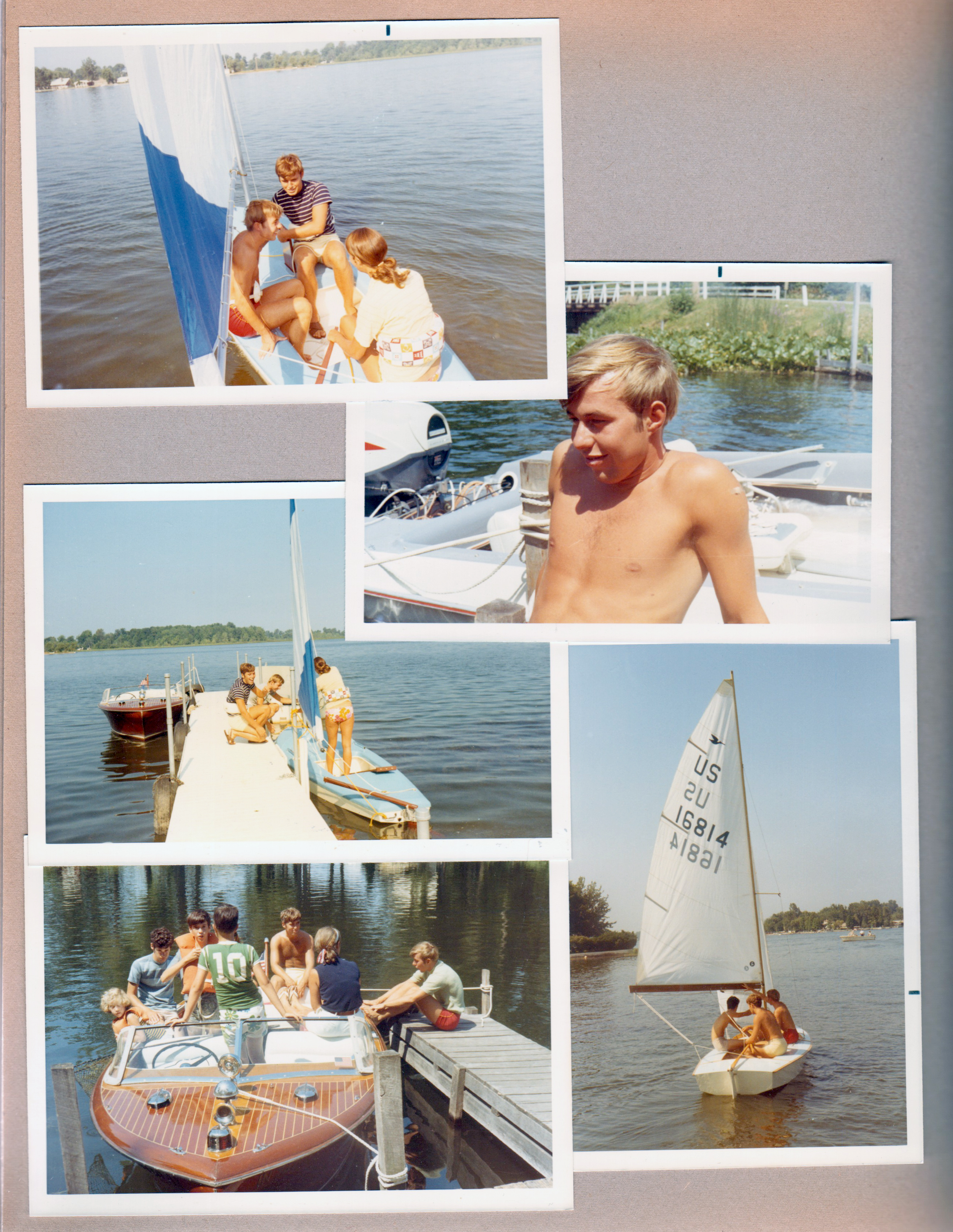 Wawasee - Johnson Bay - Lugar sailboat - Peter and Philip Gibson, Susan. Peter Gibson. Alan and many others on Chris Craft maybe at A&W drive In.
