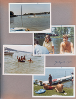 Wawasee - Johnson Bay - skiing. Susan and Philip. Sand Bar. Gibsons and Rosemary by lake.