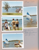 Wawasee - Alan and John in yard - Lugar sailboat. Jim Erwin, Bill Quatman and Jim Jansen.