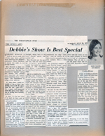 newspaper clipping - Starlight Musicals - Debbie Reynolds. Carole Sue Heine wedding.