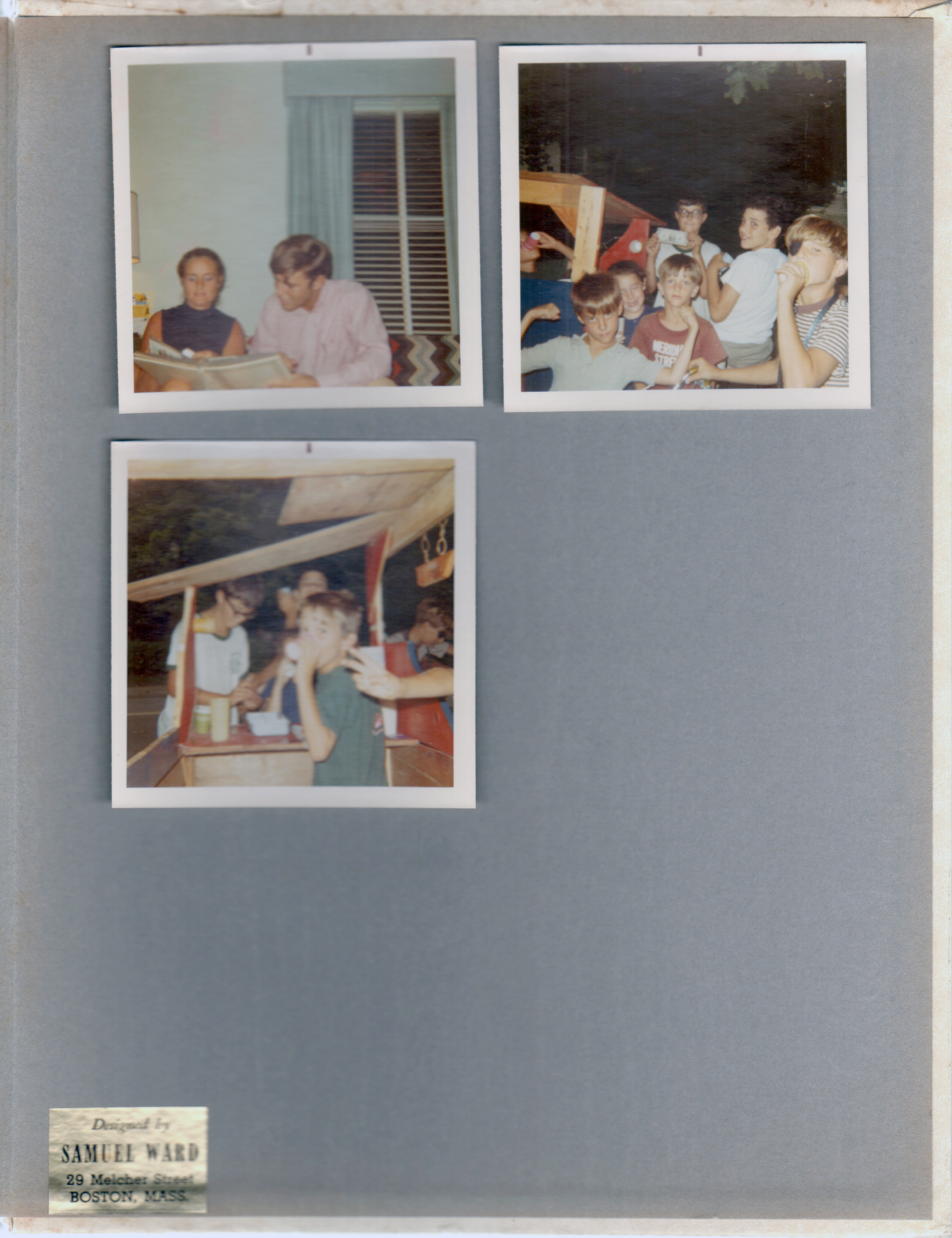 6122 Living Room - Peter Gibson and Rosemary. 6122 yard - Kool-Aid stand - Alan, Joe and John Panyard.