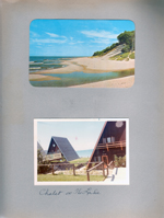 postcard Lake Michigan 68837-B. Chalet on the Lake - front two chalets