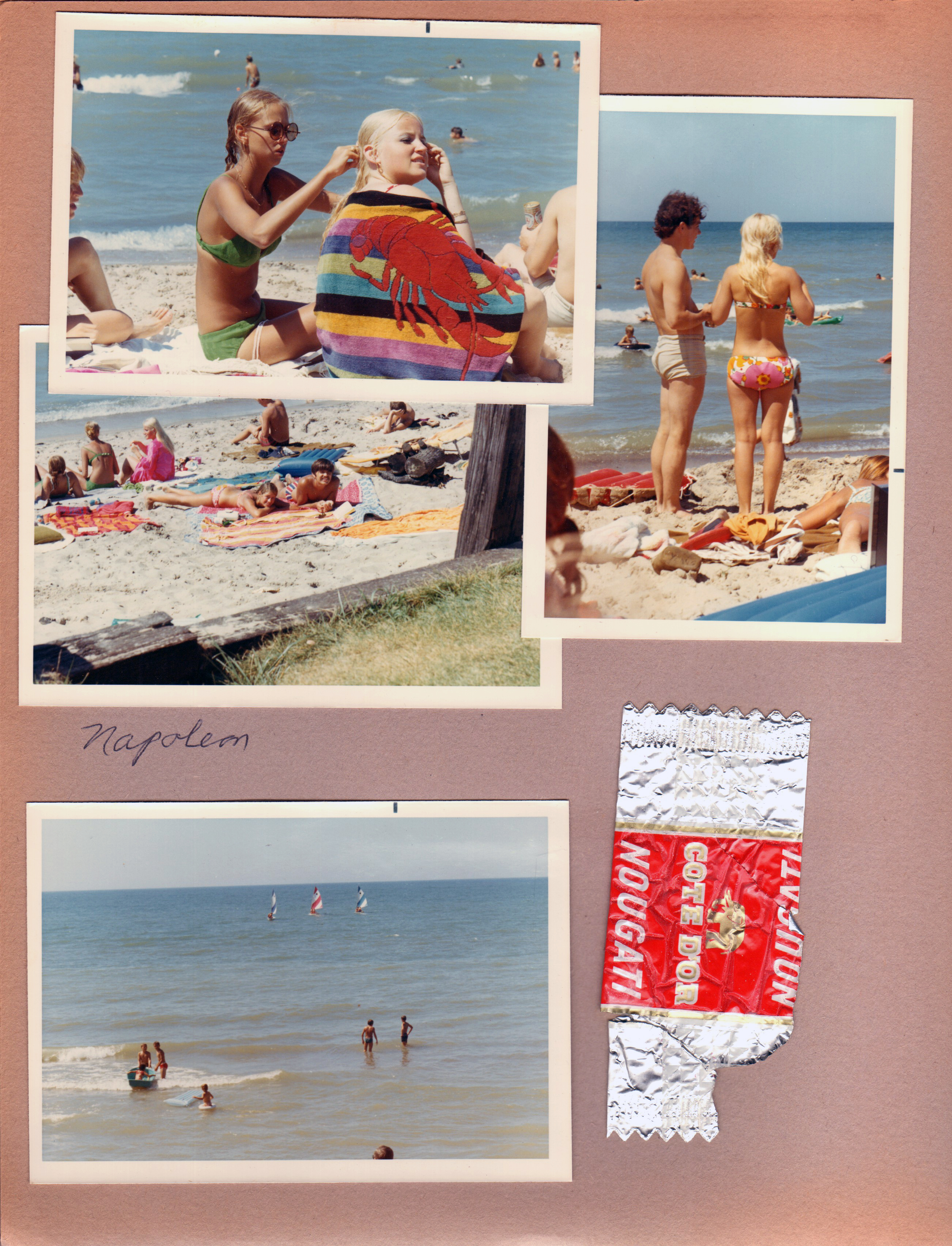 Chalet on the Lake - on beach - Napoleon. Cote D'or nougat wrapper.